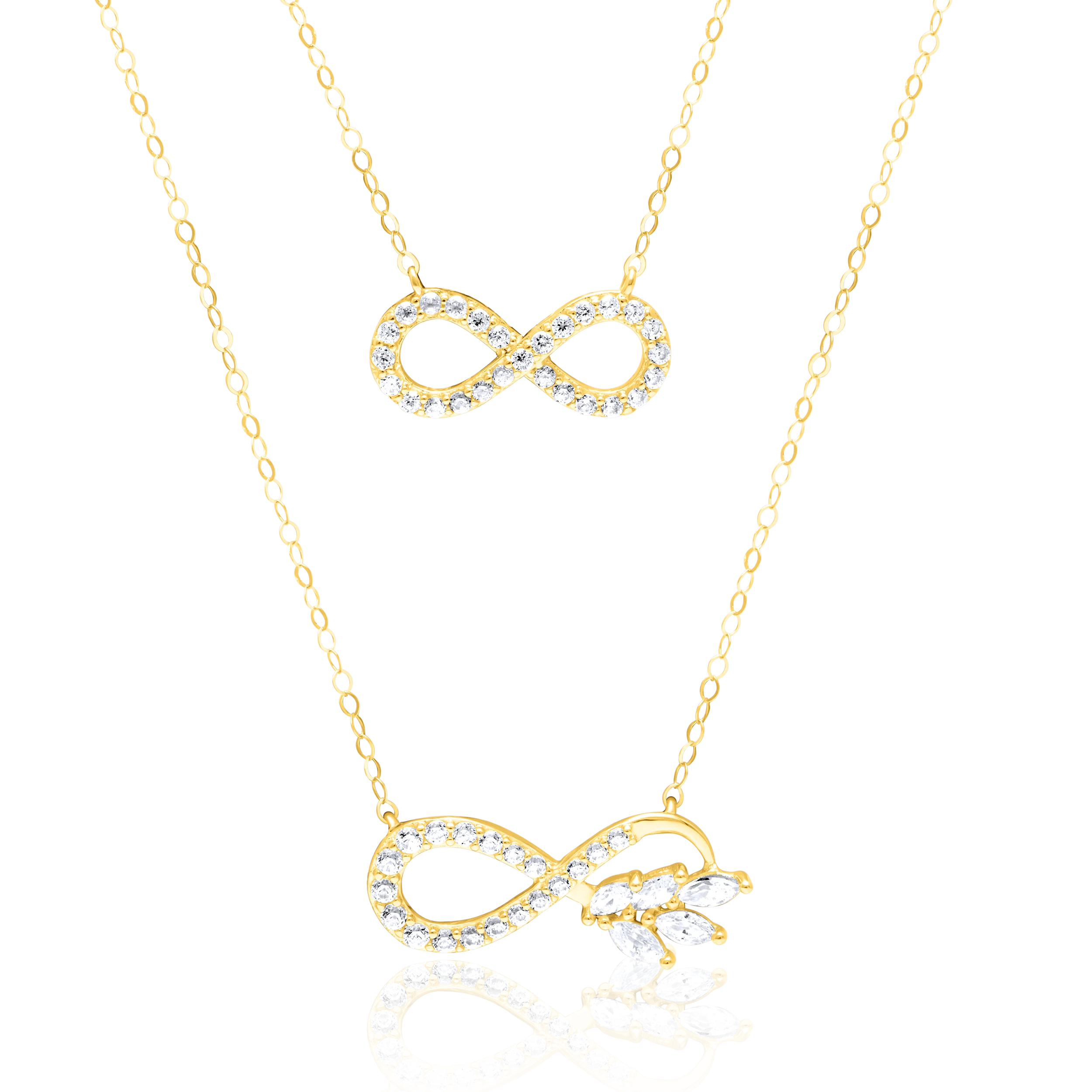 18K Pure Gold 2 Layer Infinity Stone Necklace Talagold