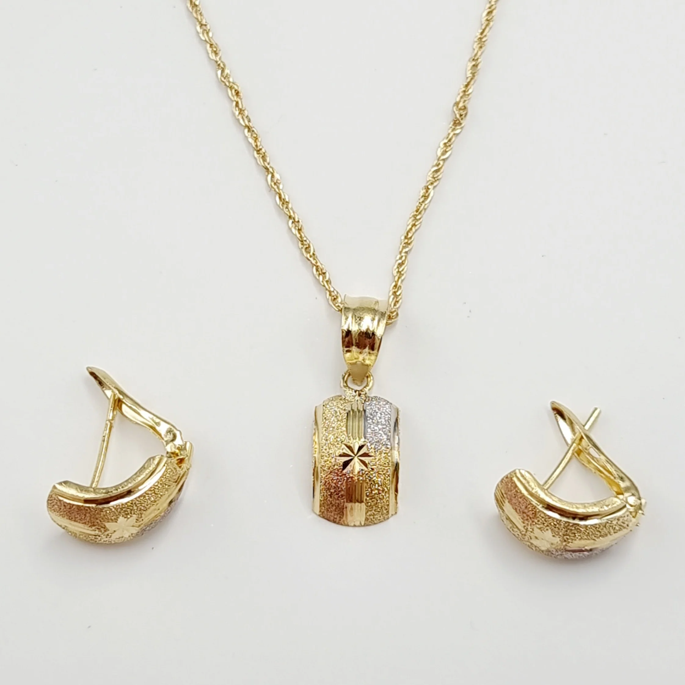 18K Pure Gold 3 Color Clip Jewelry Set - Image 2