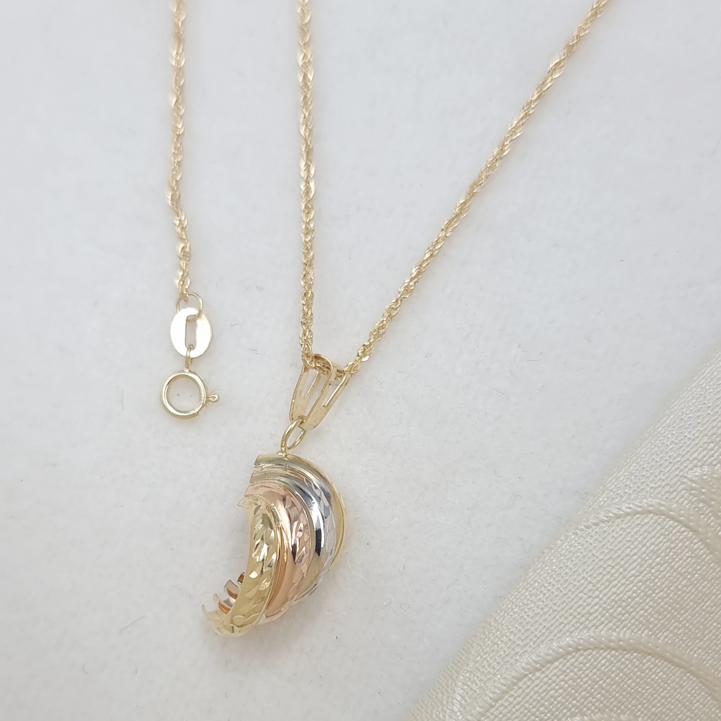 18K Pure Gold 3 Color Necklace - Image 5