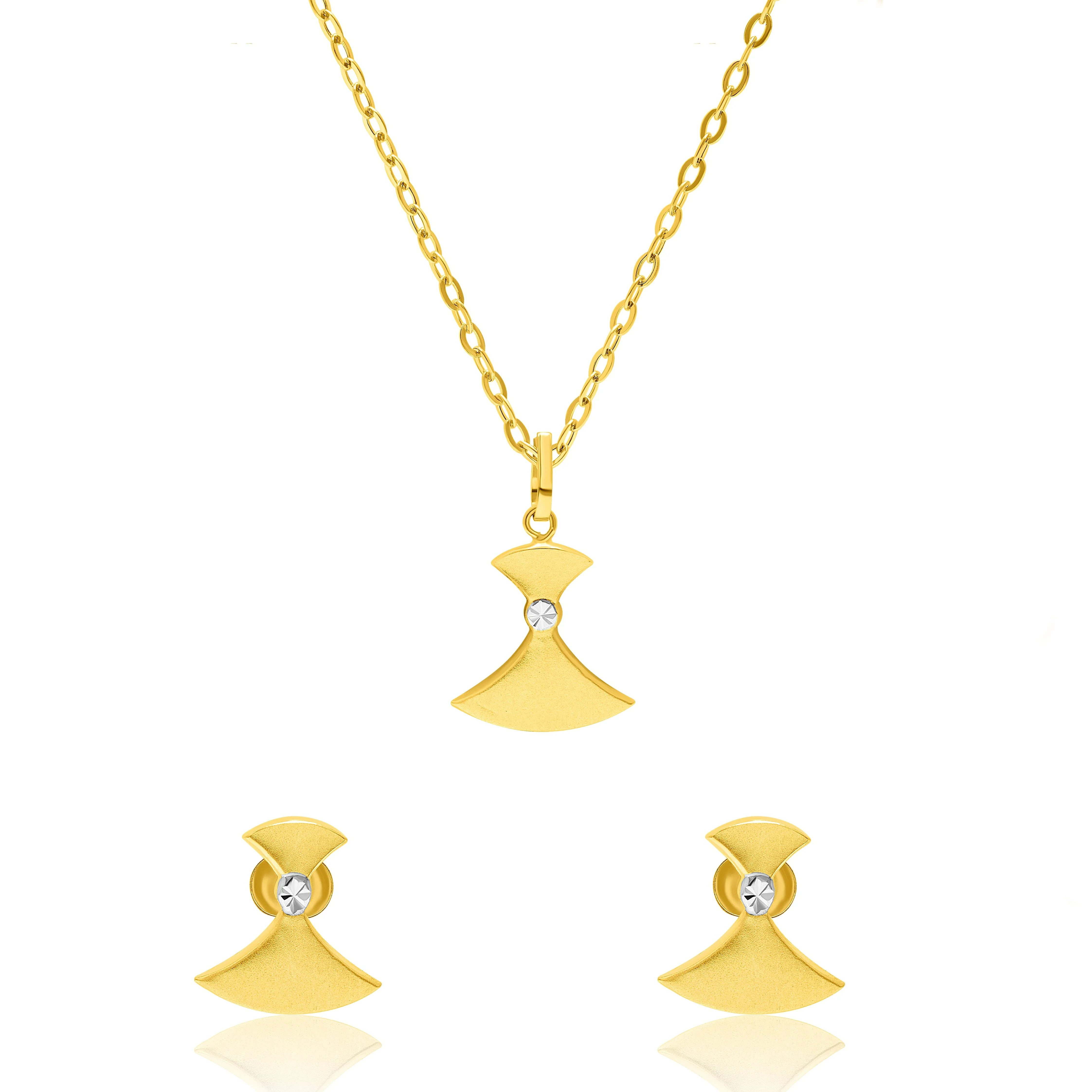 18K Pure Gold Screw Stone Jewelry Set Talagold