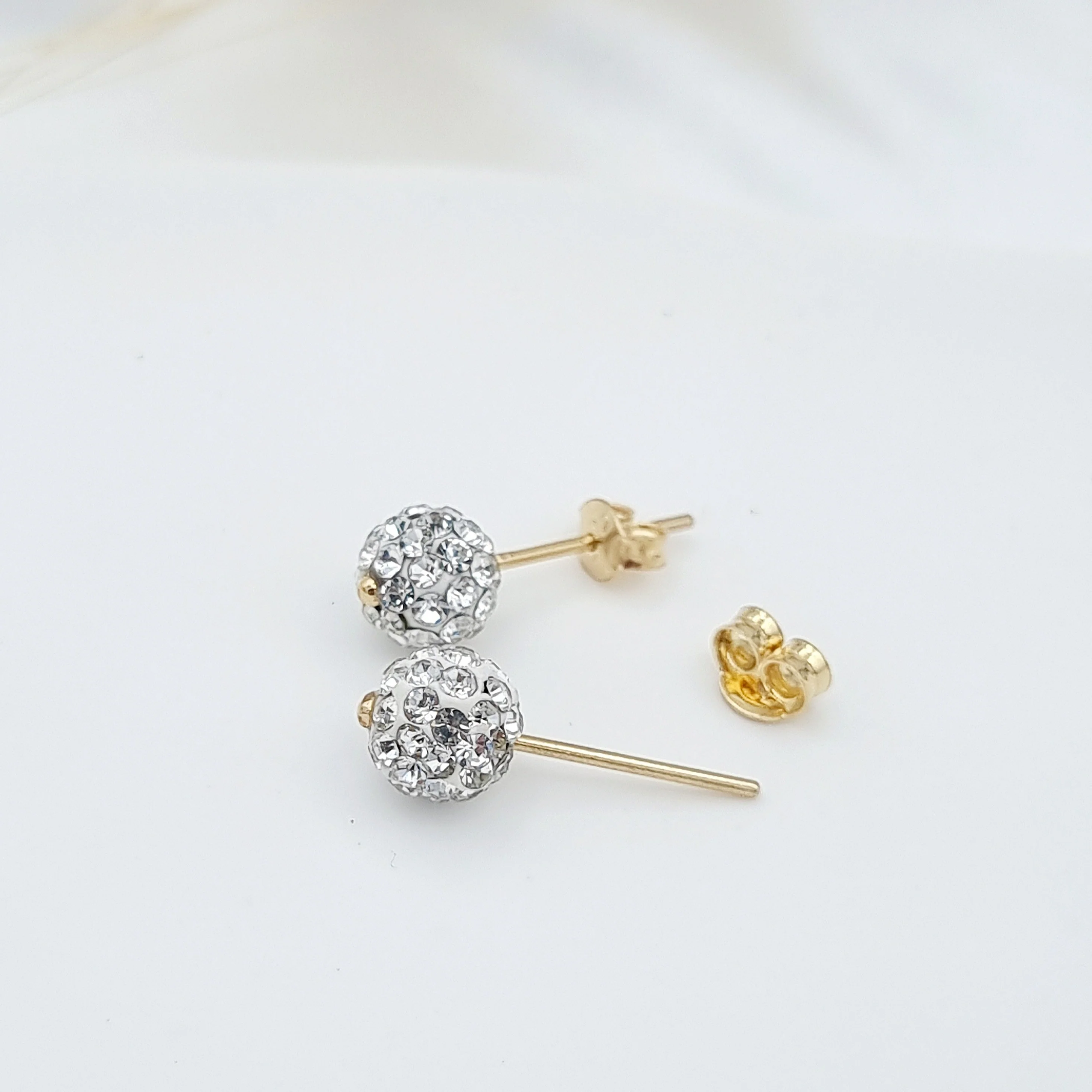 18K Pure Gold Ball Stud Earring Set - Image 4