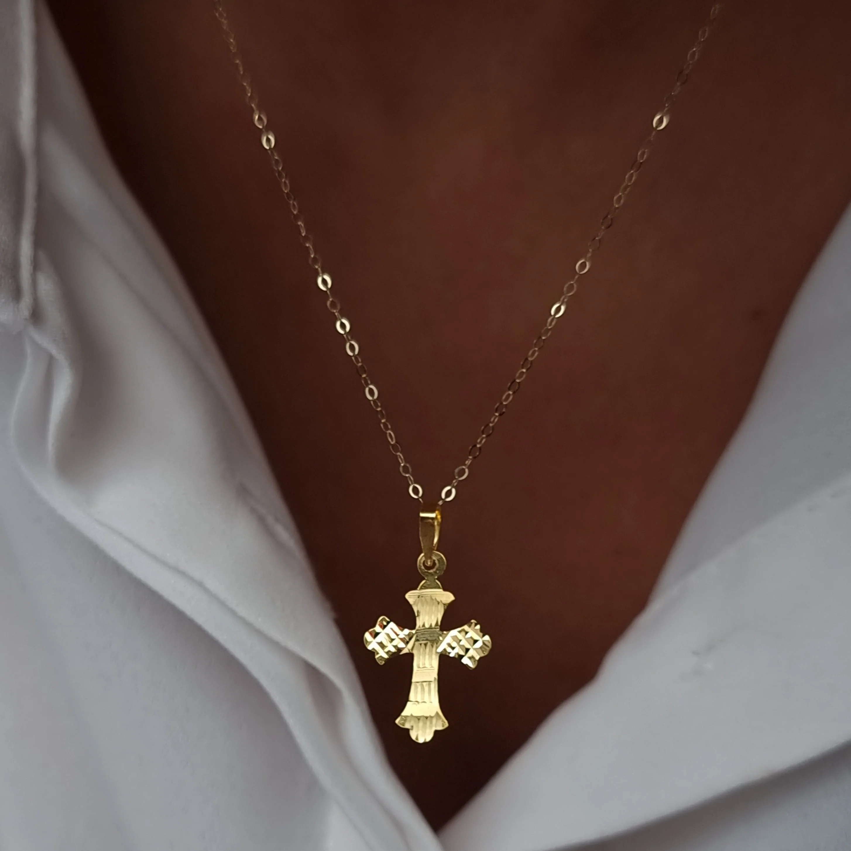 18K Pure Gold Cross Necklace - Image 12