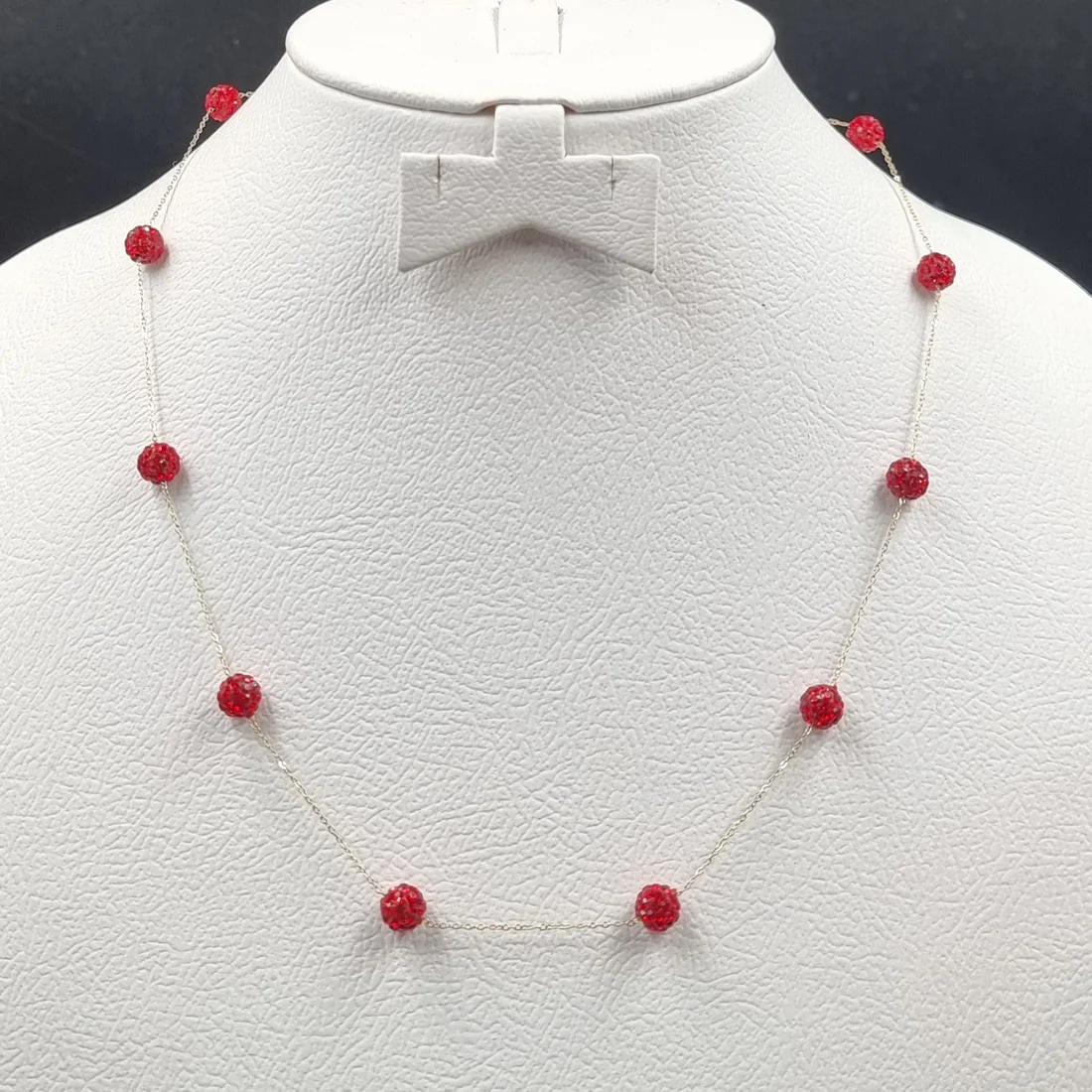 18K Pure Gold Crystal Red Ball Necklace - Image 2