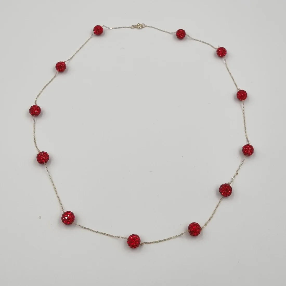 18K Pure Gold Crystal Red Ball Necklace - Image 3