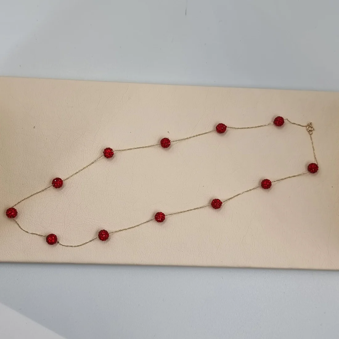 18K Pure Gold Crystal Red Ball Necklace - Image 4