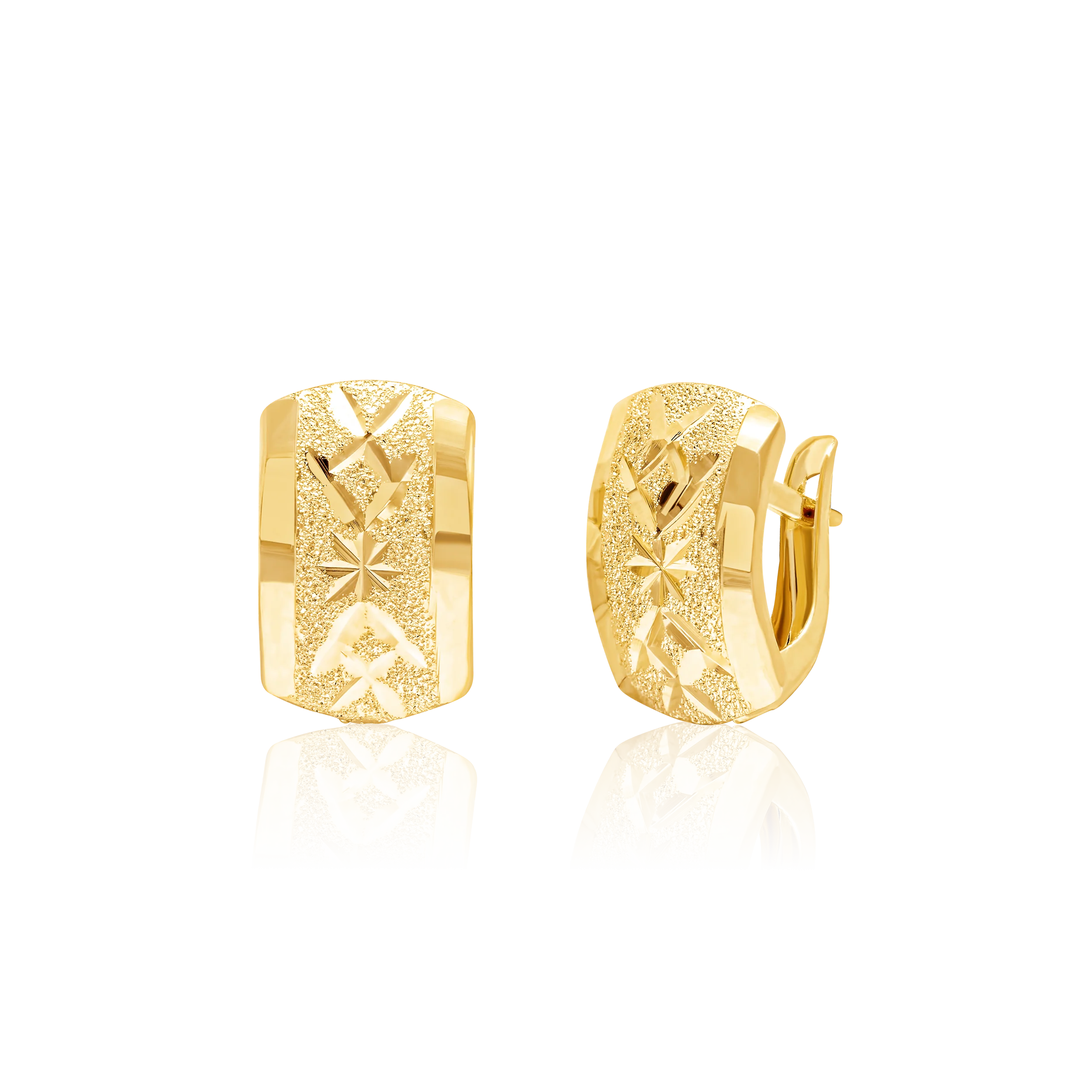 18K Pure Gold Curved Clip Earring Set Talagold