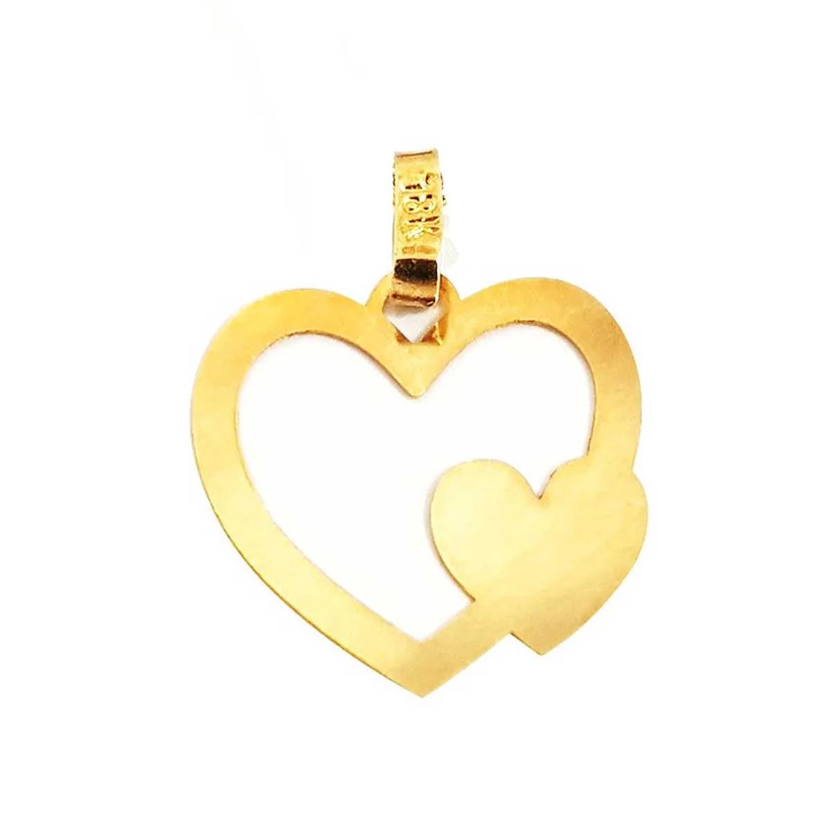 18K Pure Gold Double Heart Design Necklace - Image 3