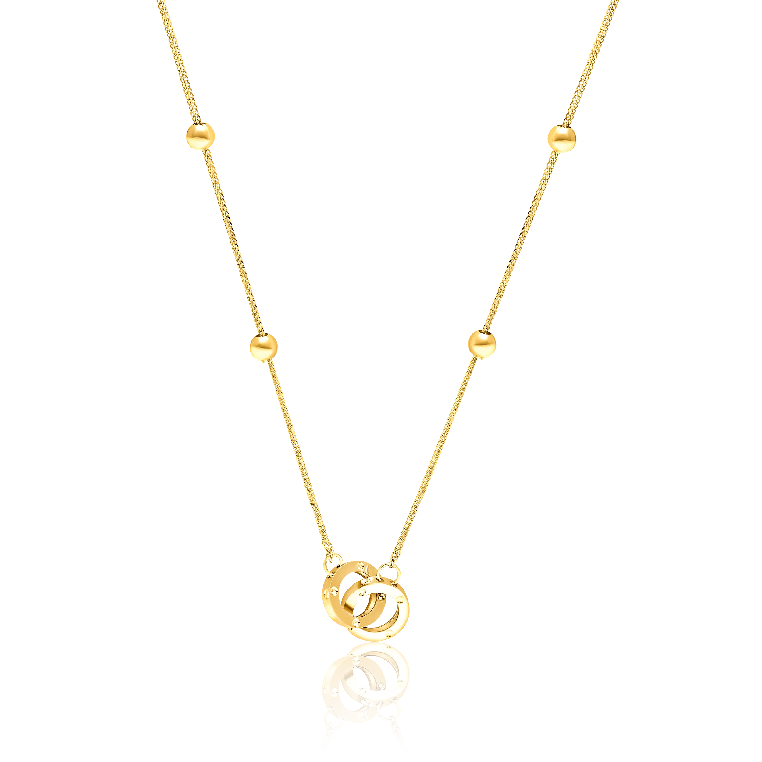 18K Pure Gold Double Round Seed Necklace Talagold