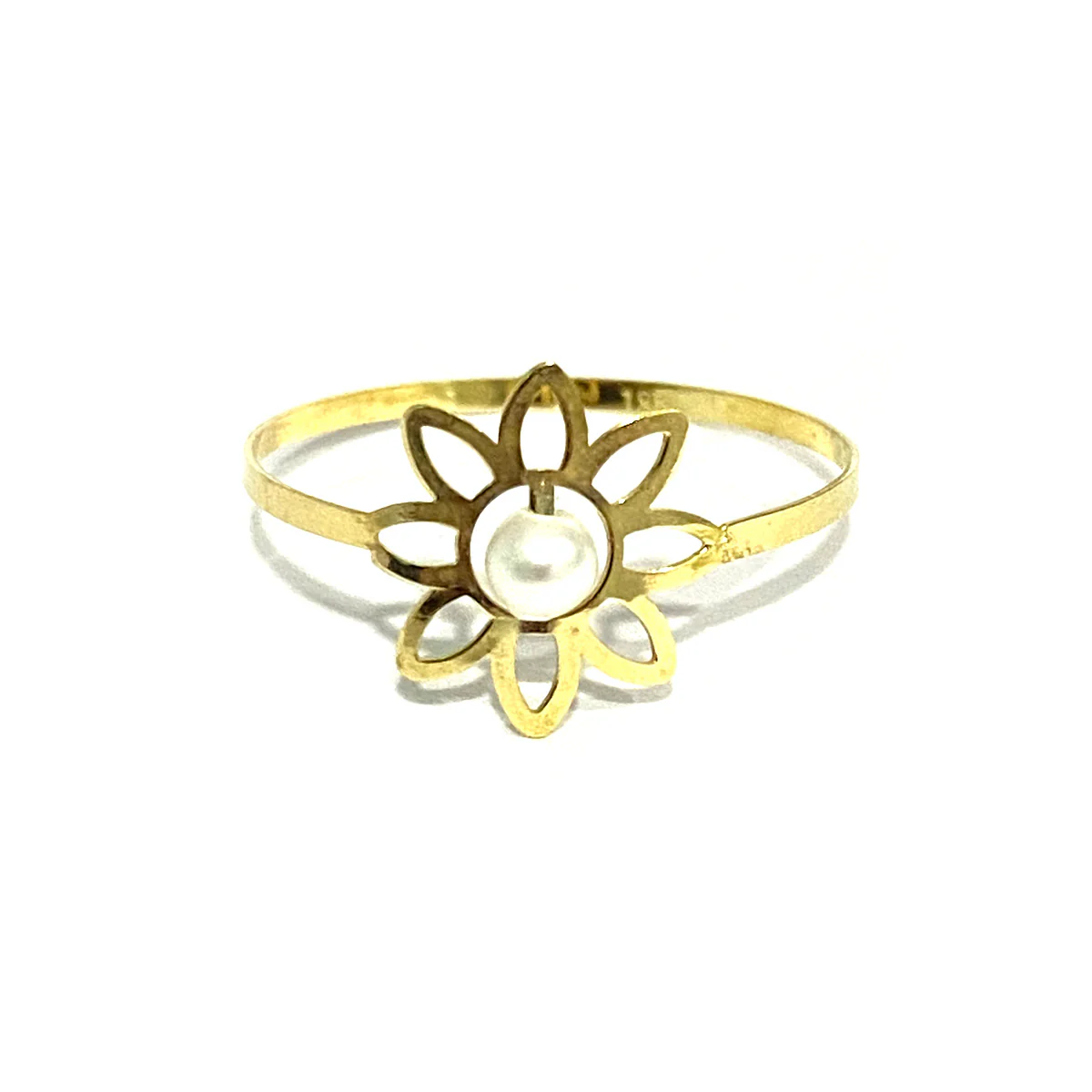 18K Pure Gold Elegant Flower w/ Zircon Stone Design Ring - Image 2