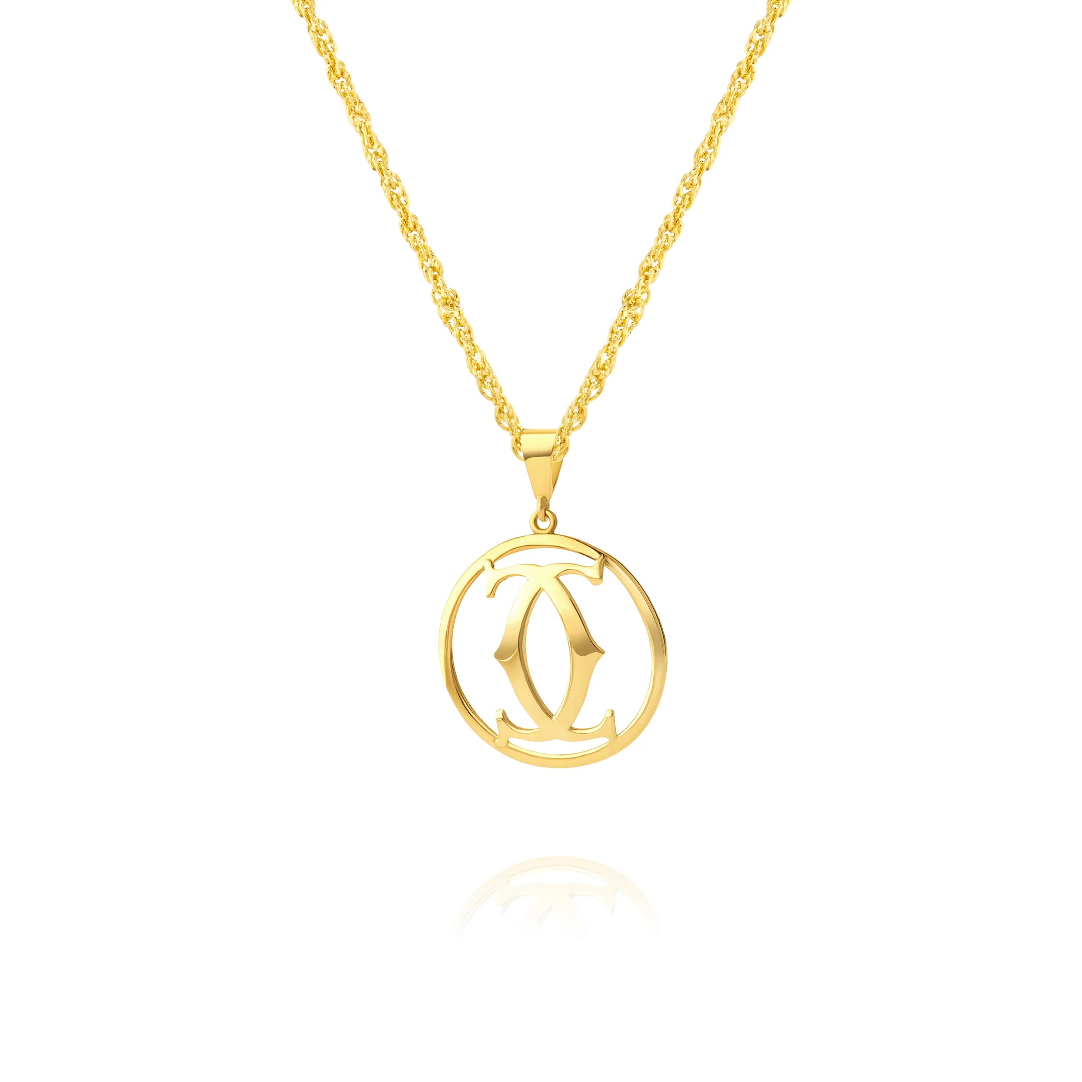 18K Pure Gold Elegant Round C.H Necklace