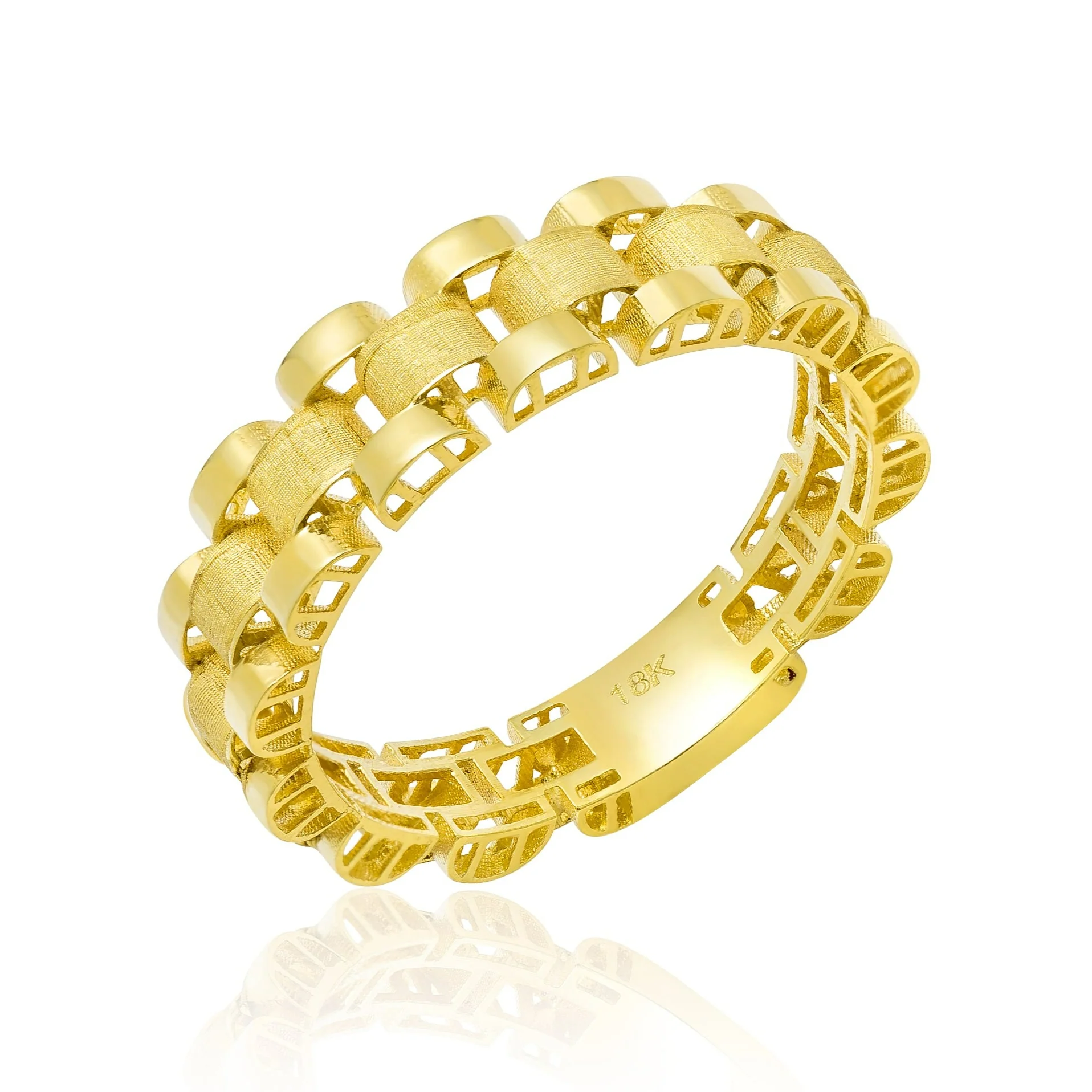 18K Pure Gold Elegant Round Ring