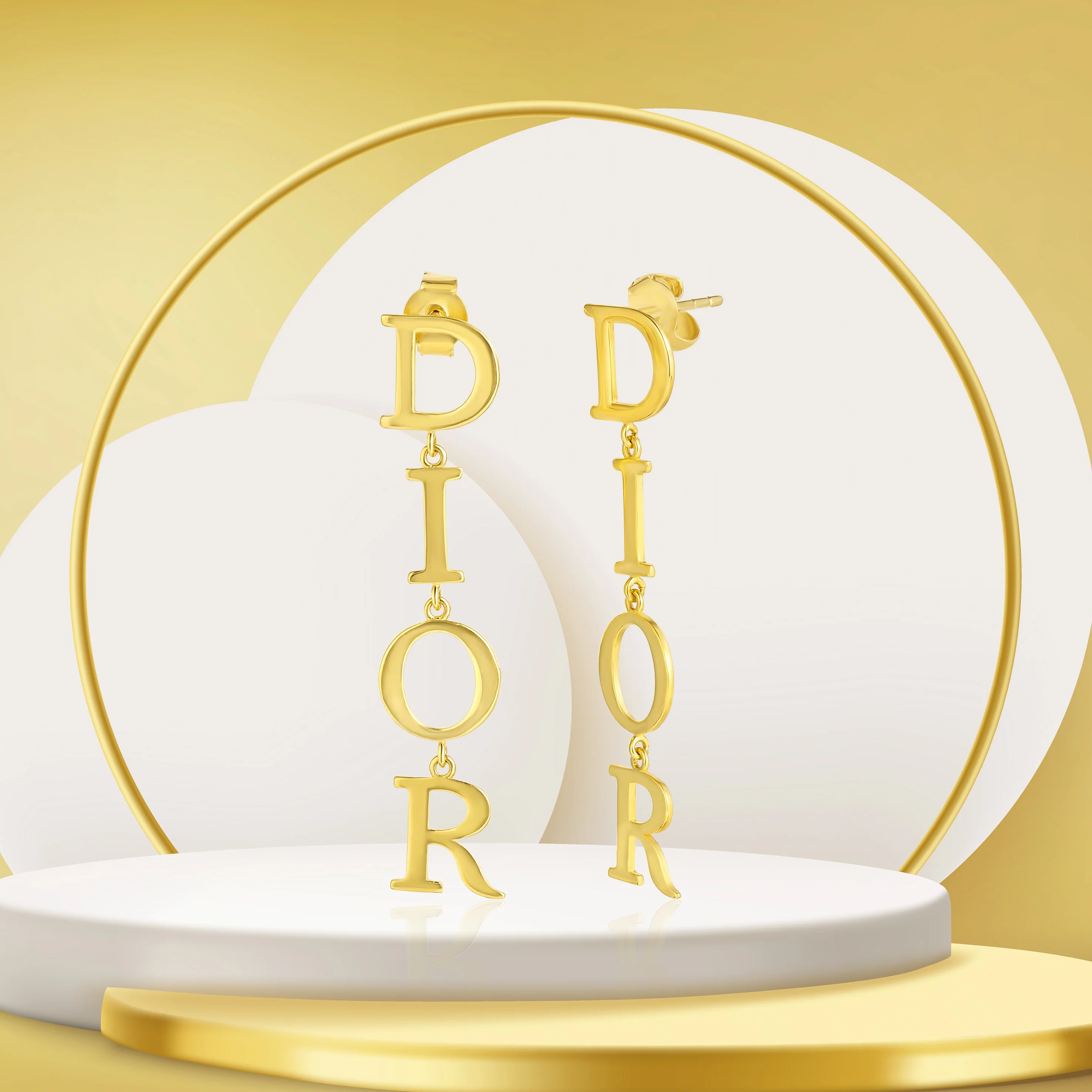 18K Pure Gold Elegant Stud Earring Set - Image 3