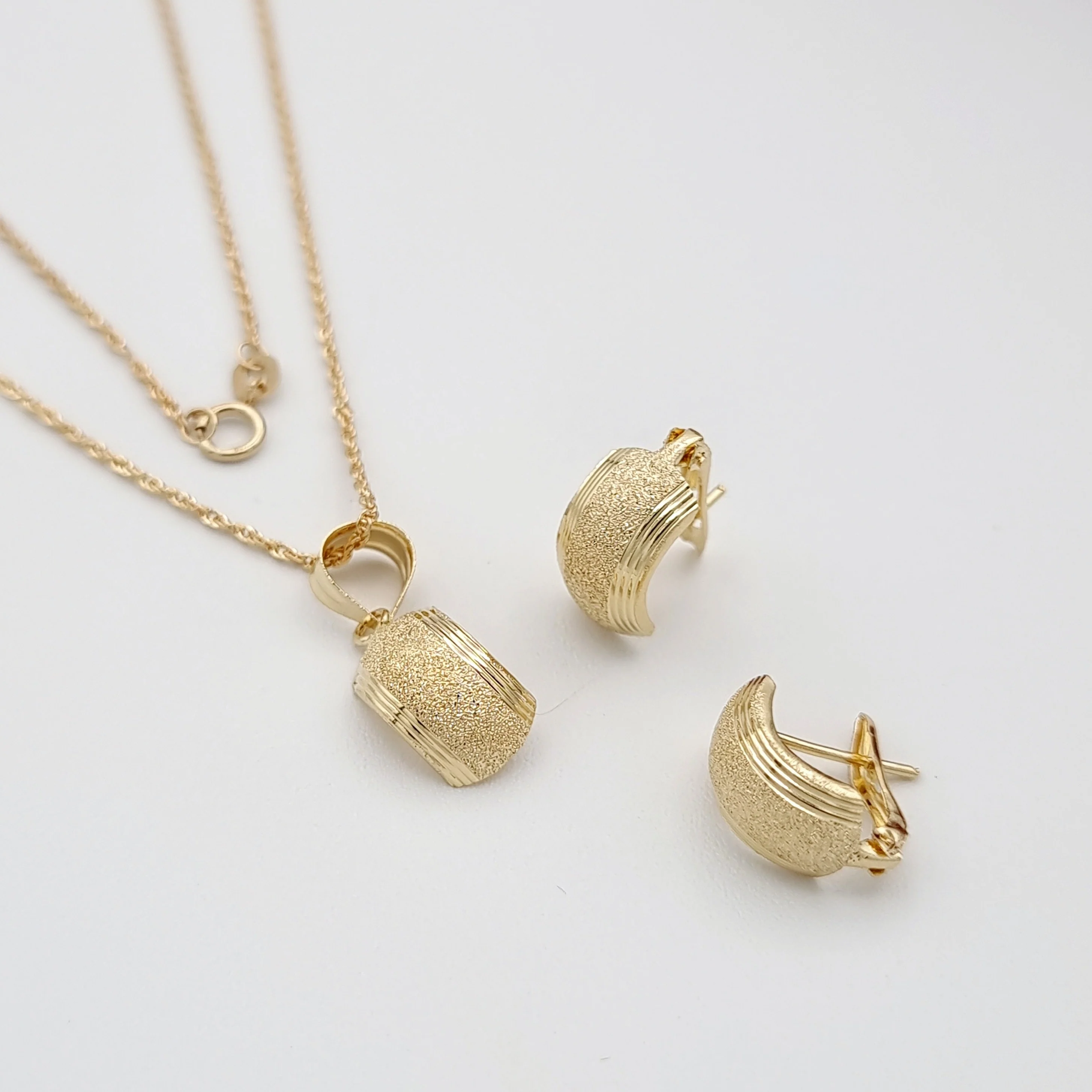 18K Pure Gold Fine Curved Jewelry Set - Image 2