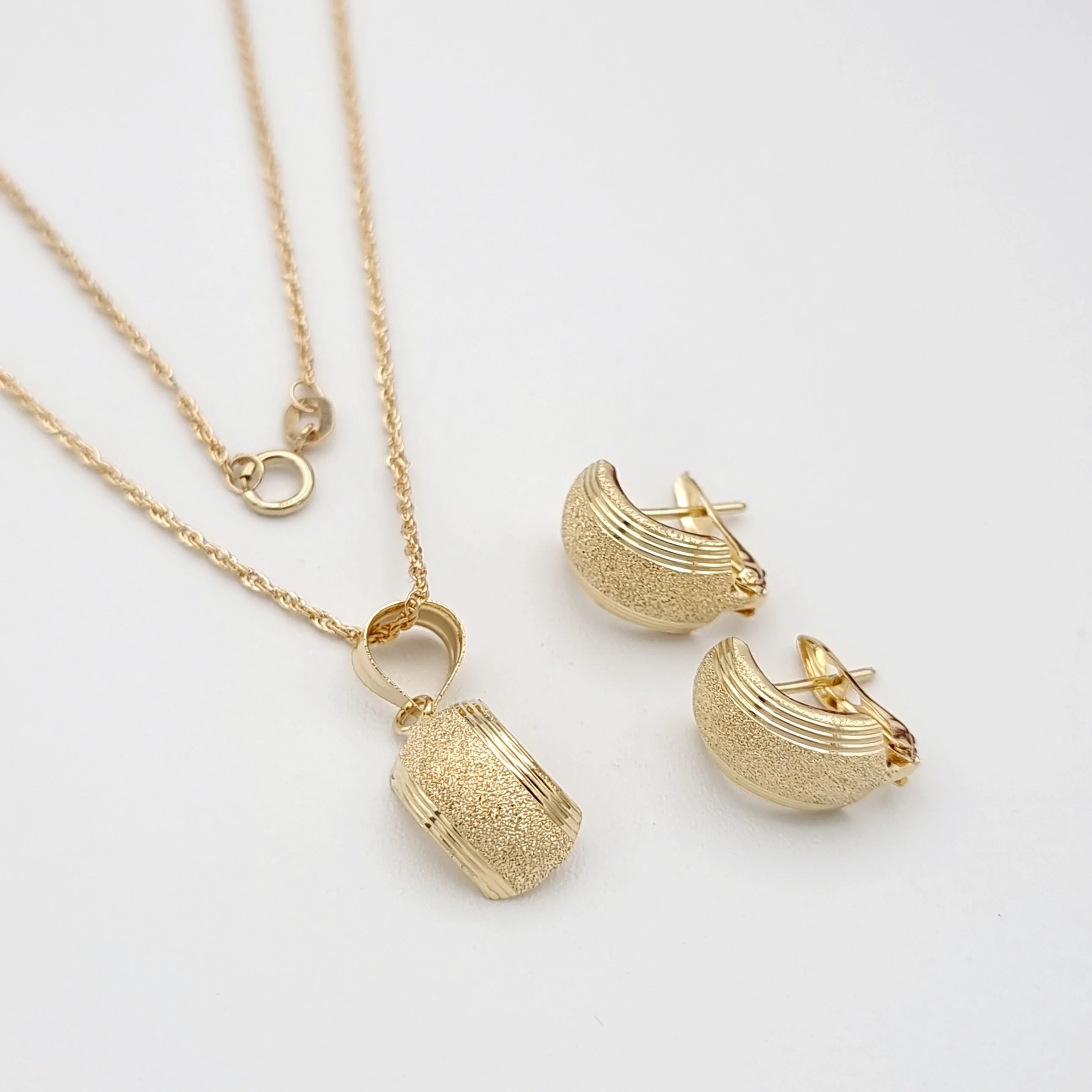 18K Pure Gold Fine Curved Jewelry Set - Image 3