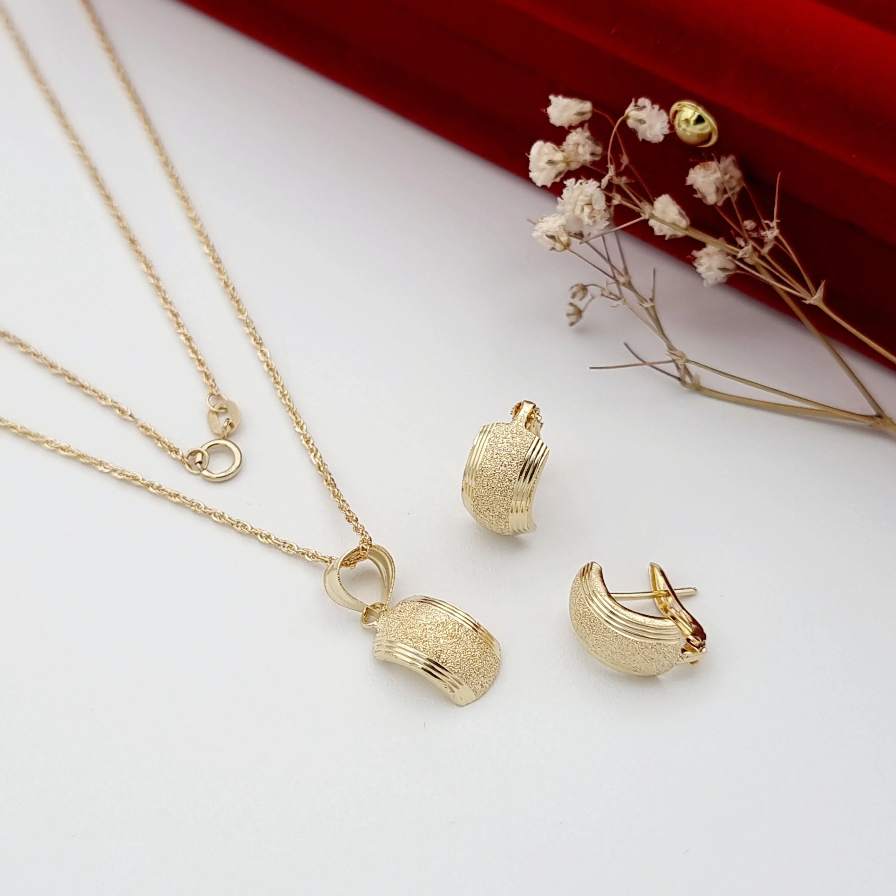 18K Pure Gold Fine Curved Jewelry Set - Image 5