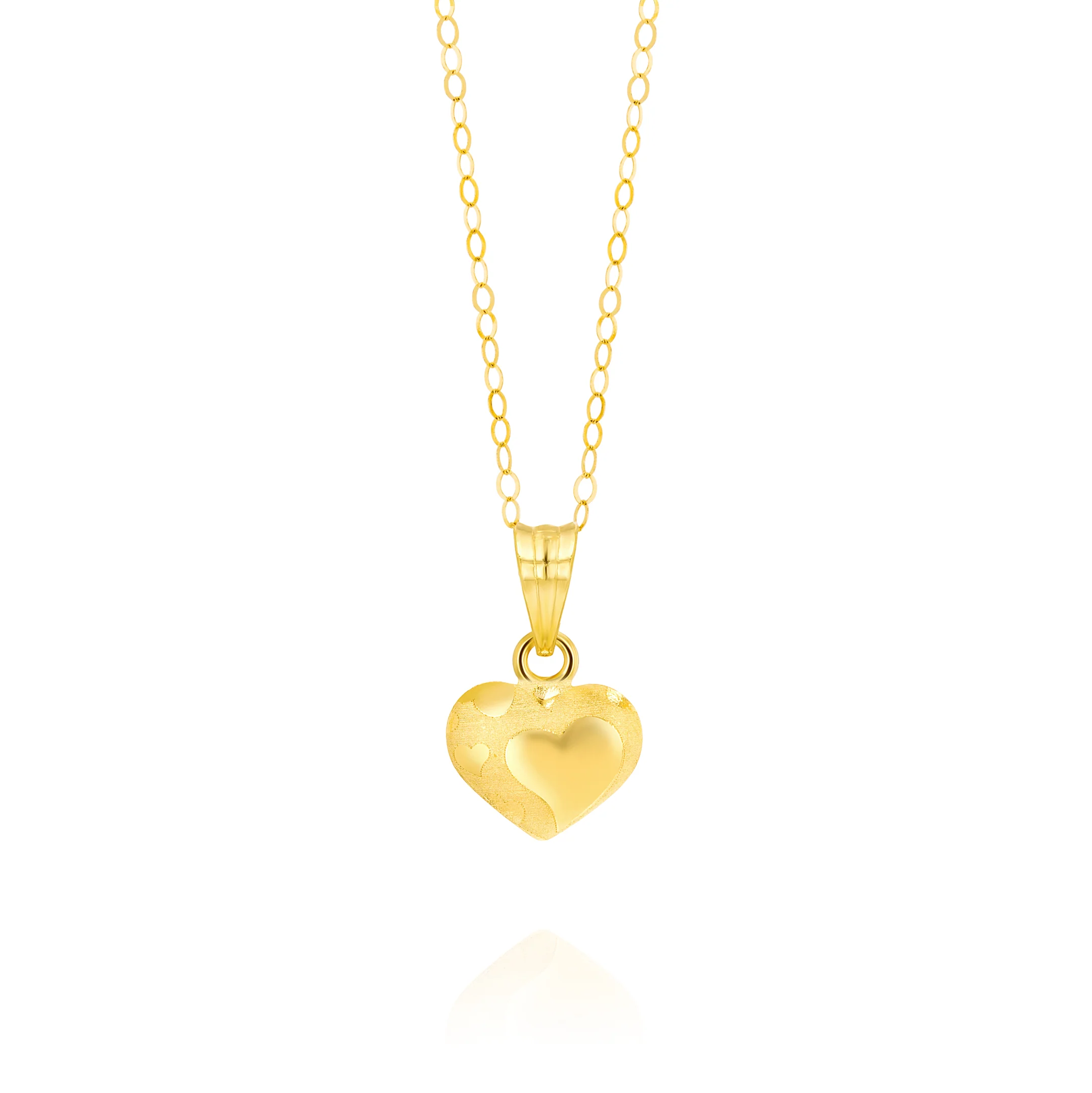 18K Pure Gold Fine Heart Necklace