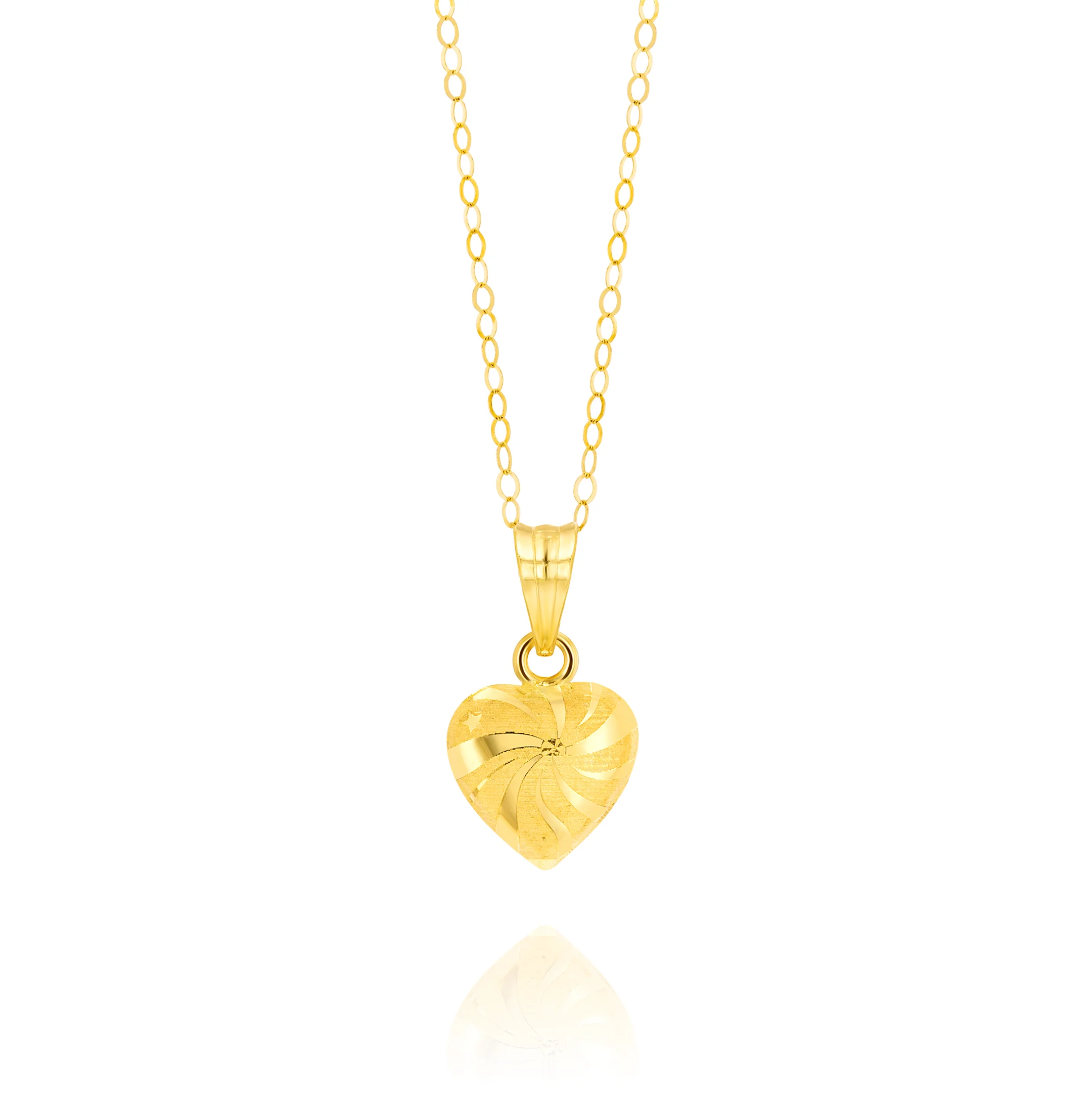 18K Pure Gold Fine Heart Necklace