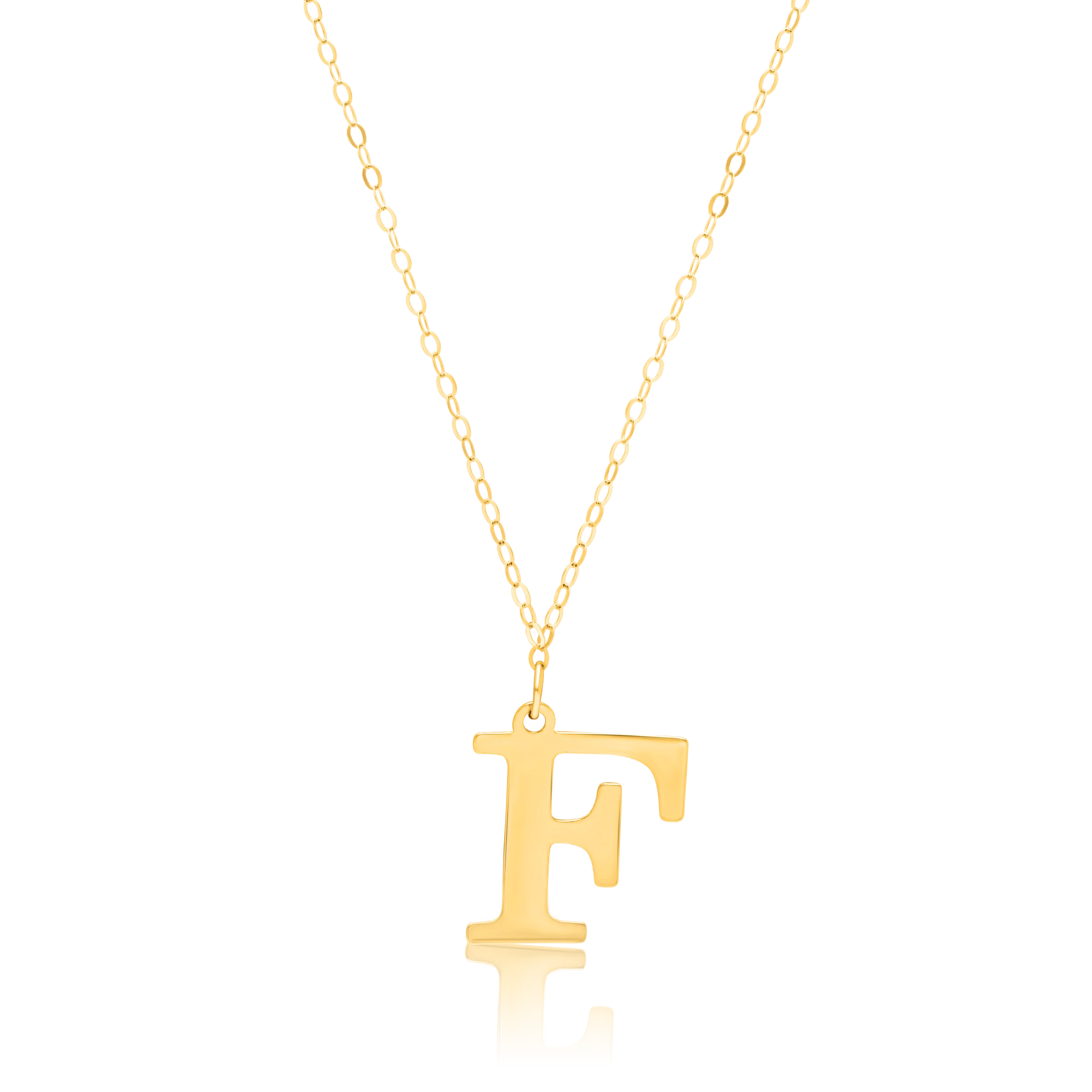 18K Pure Gold Fine Letter F Necklace
