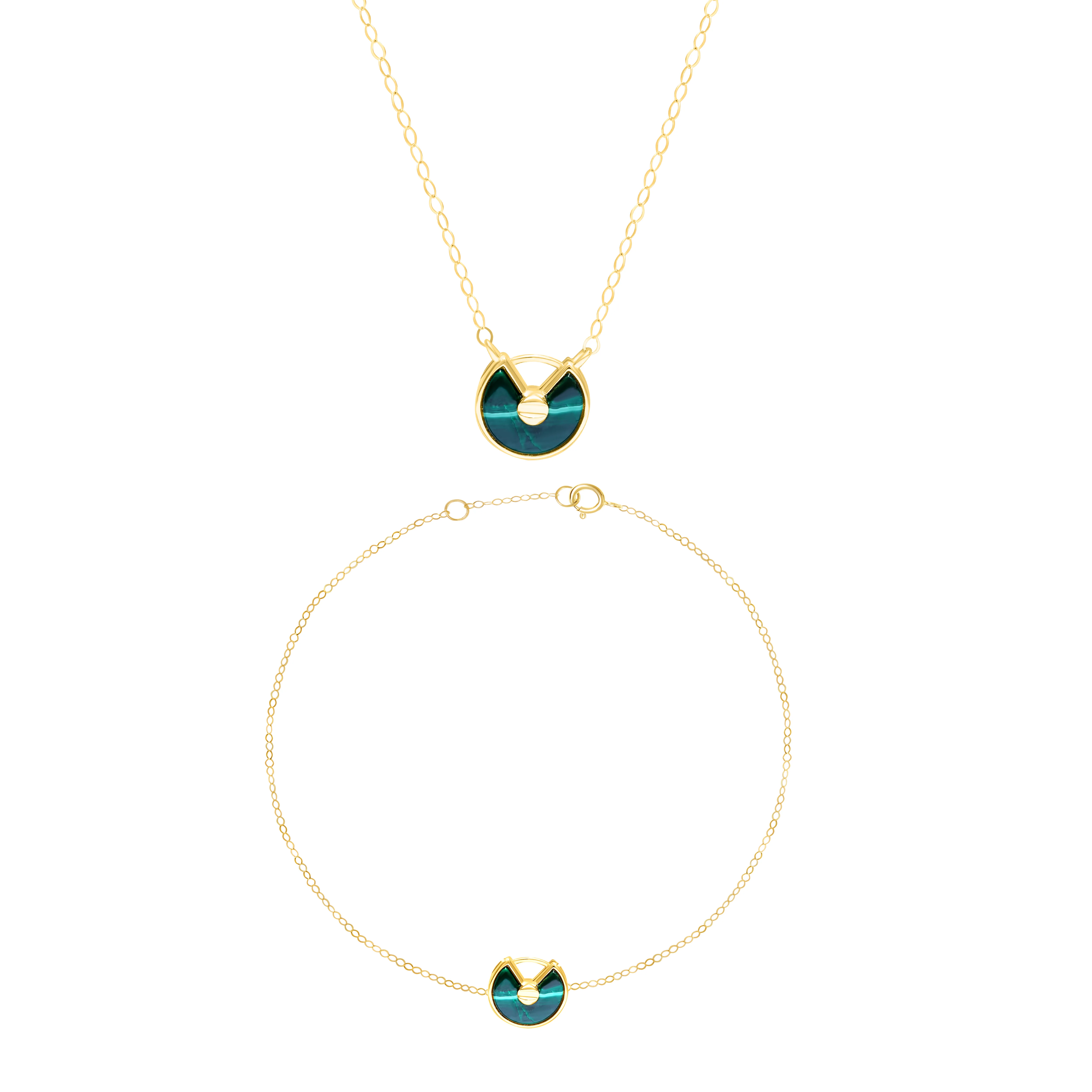 18K Pure Gold Green Jewelry Set Talagold