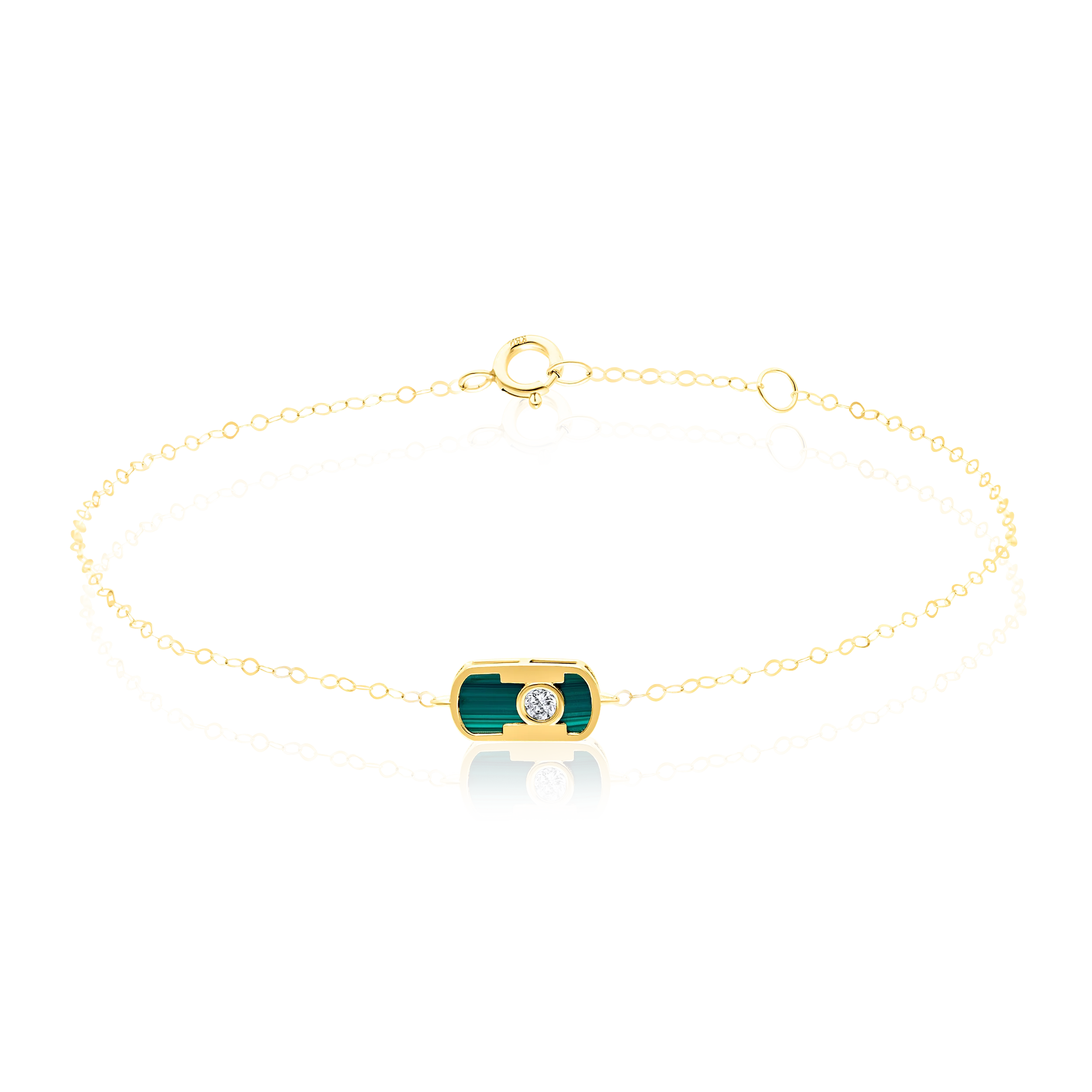 18K Pure Gold Green Stone Bracelet Talagold