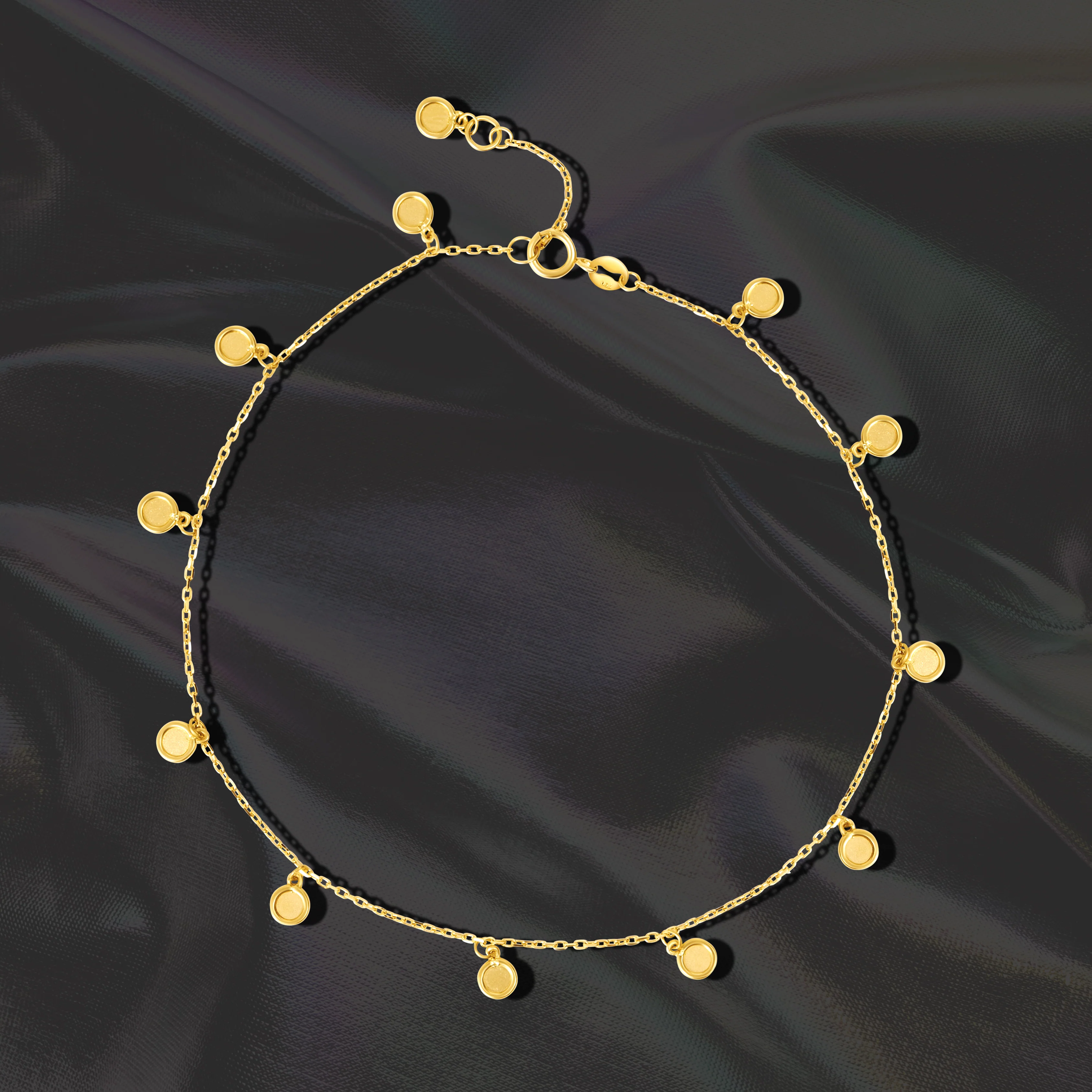 18K Pure Gold Hanging Round Anklet Talagold - Image 2