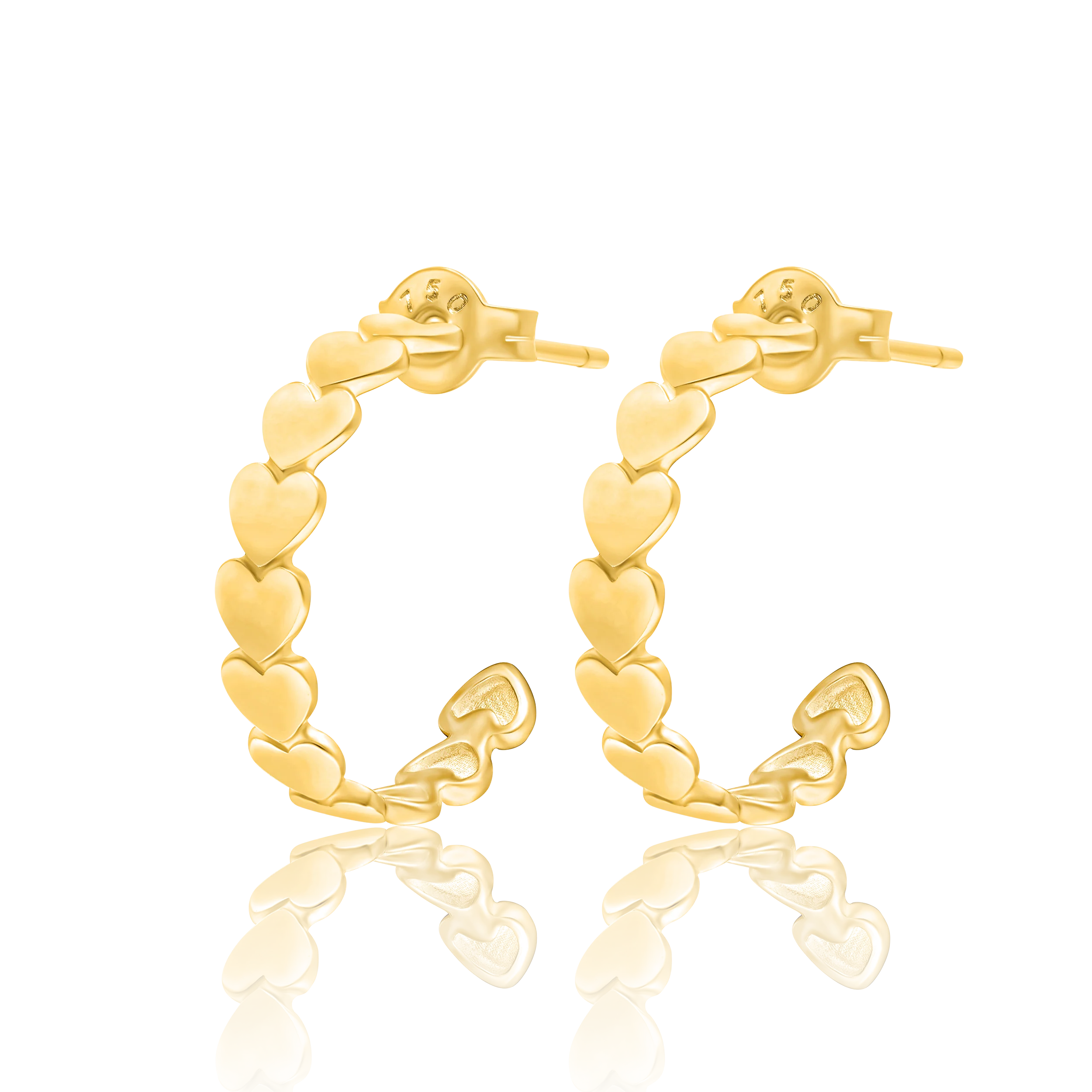 18K Pure Gold Heart Earring Set Talagold