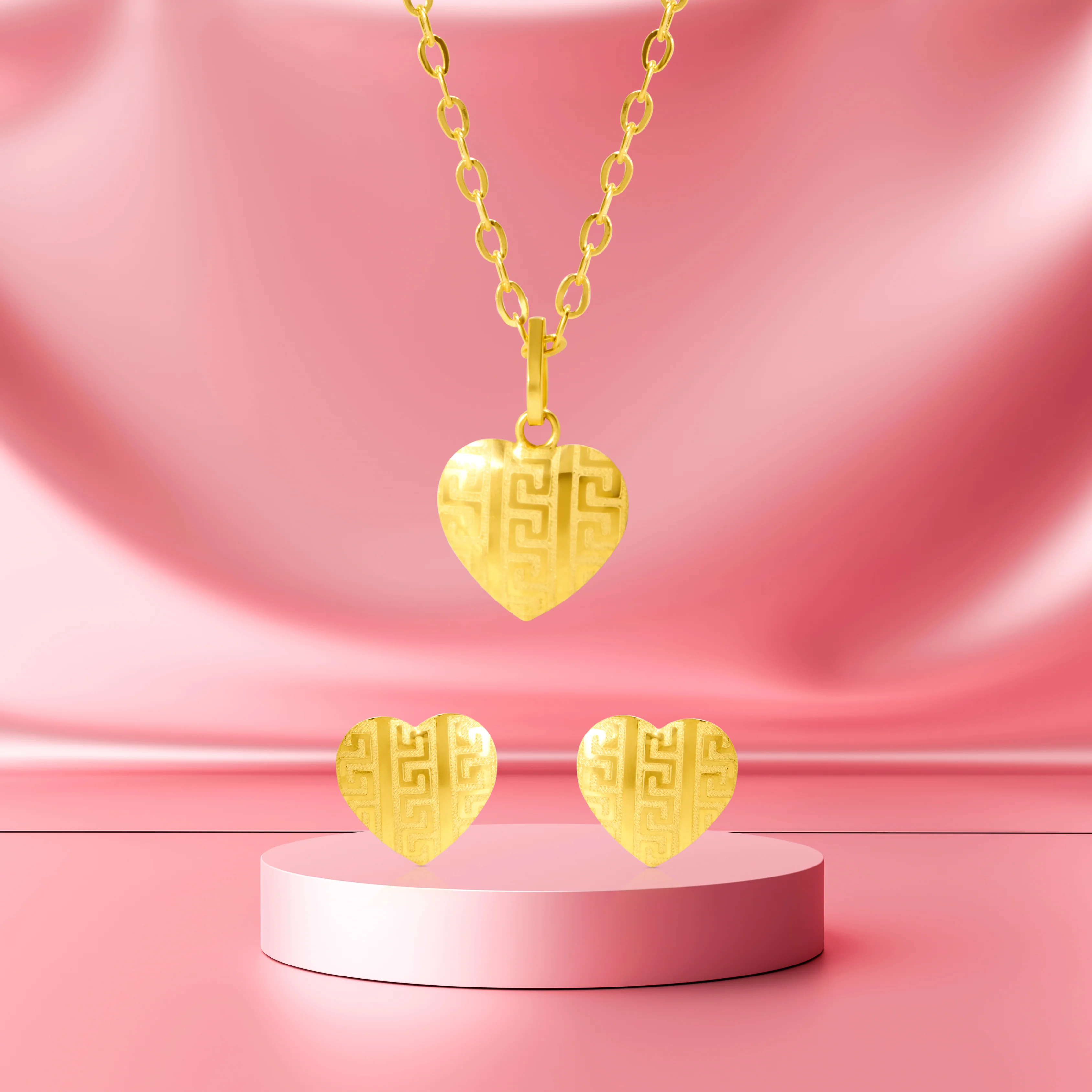 18K Pure Gold Heart Jewelry Set Talagold - Image 2