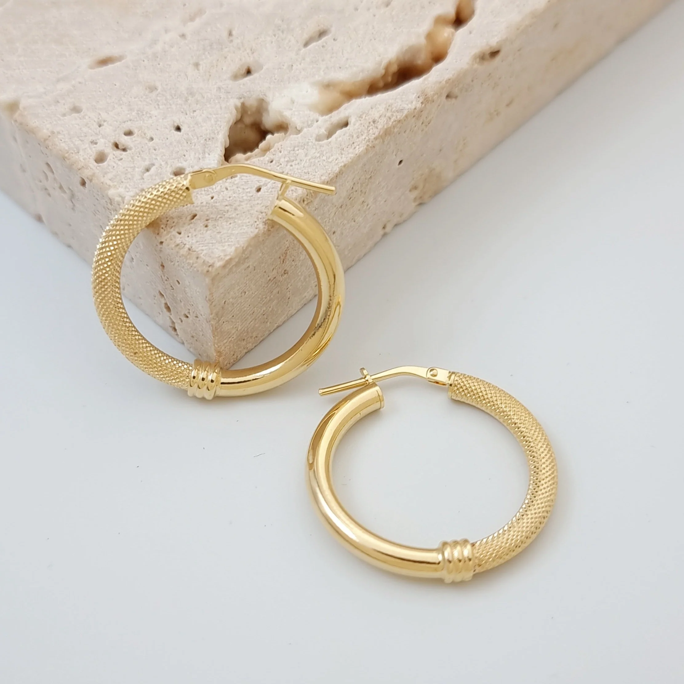 18K Pure Gold Hoop Earring Set - Image 3