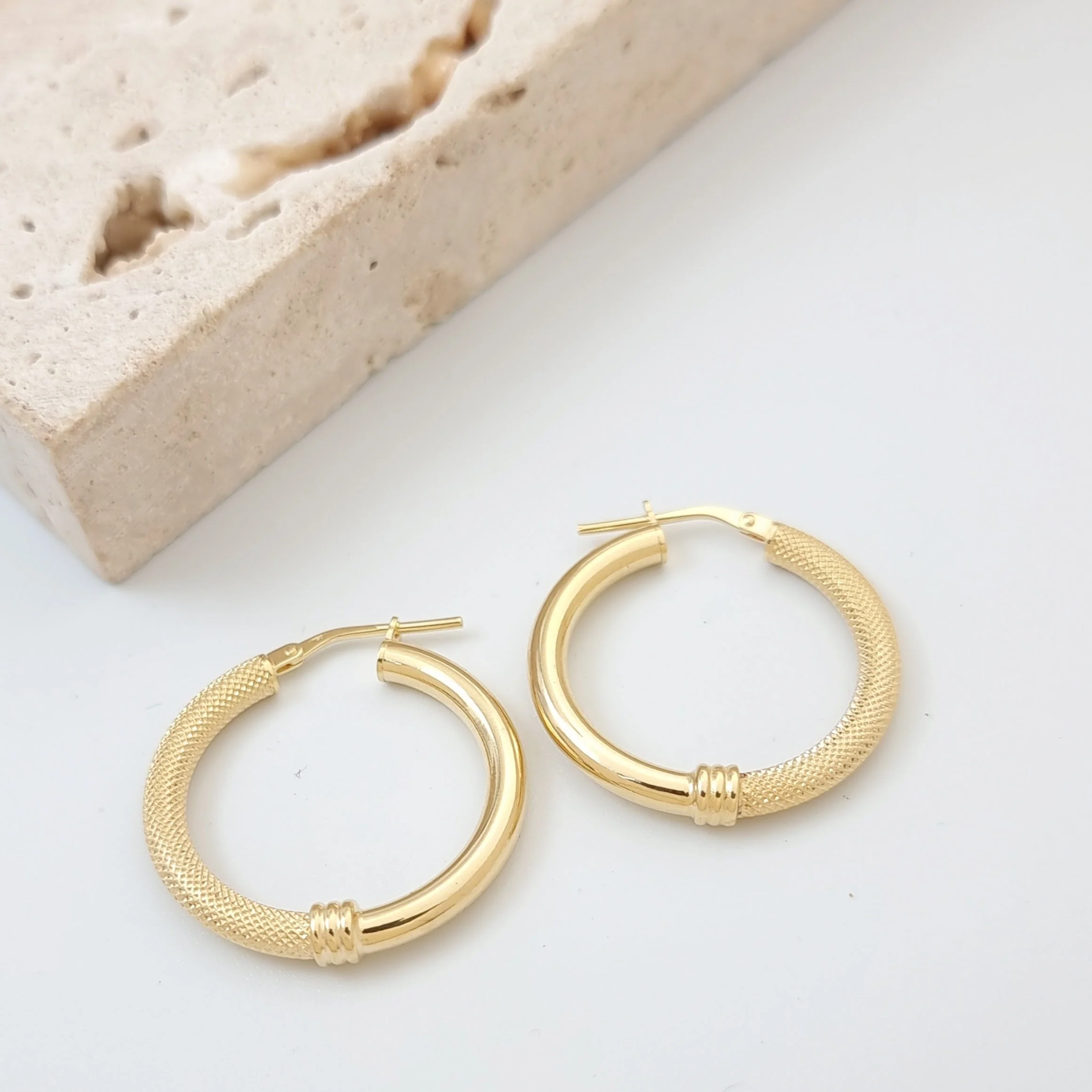 18K Pure Gold Hoop Earring Set - Image 6