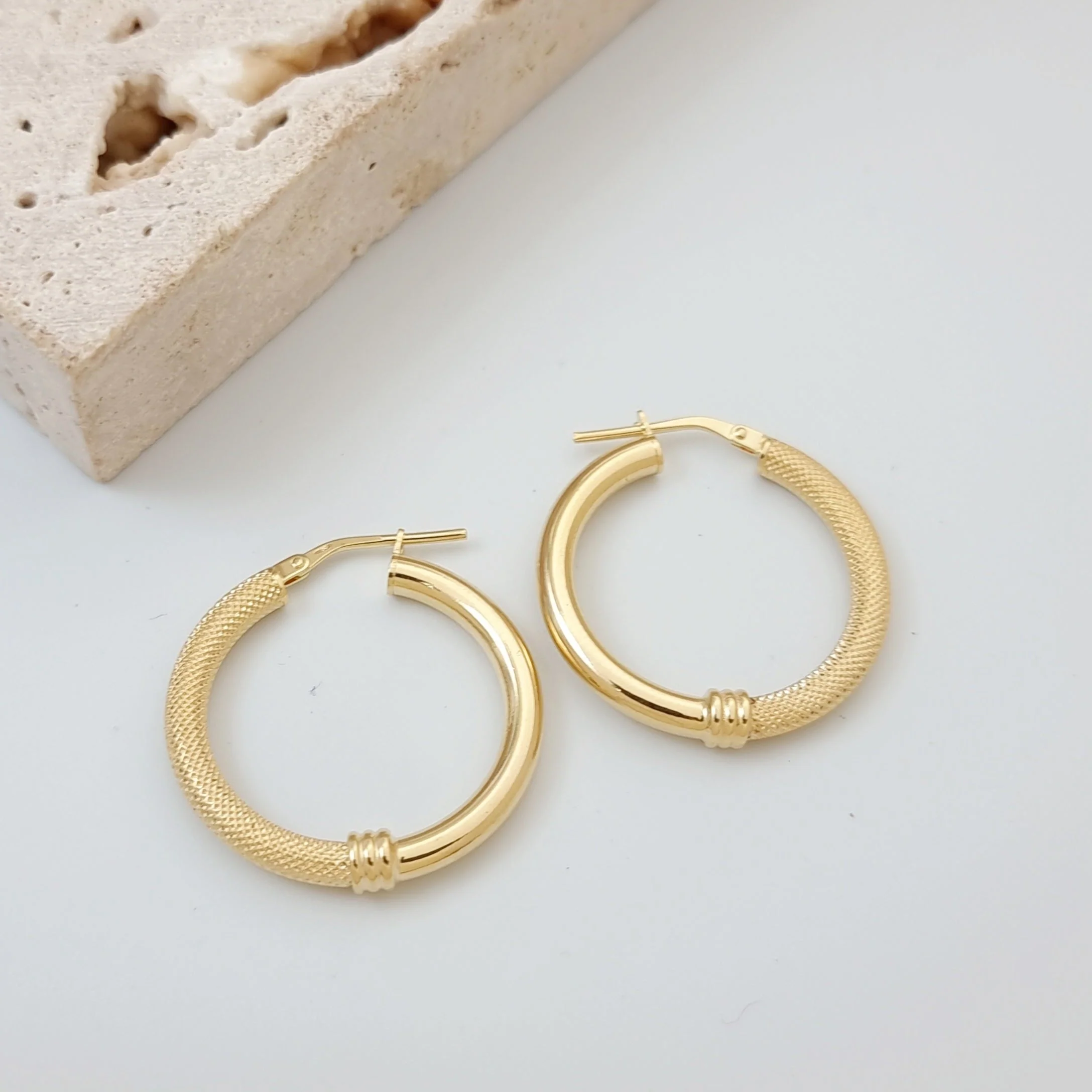 18K Pure Gold Hoop Earring Set - Image 7