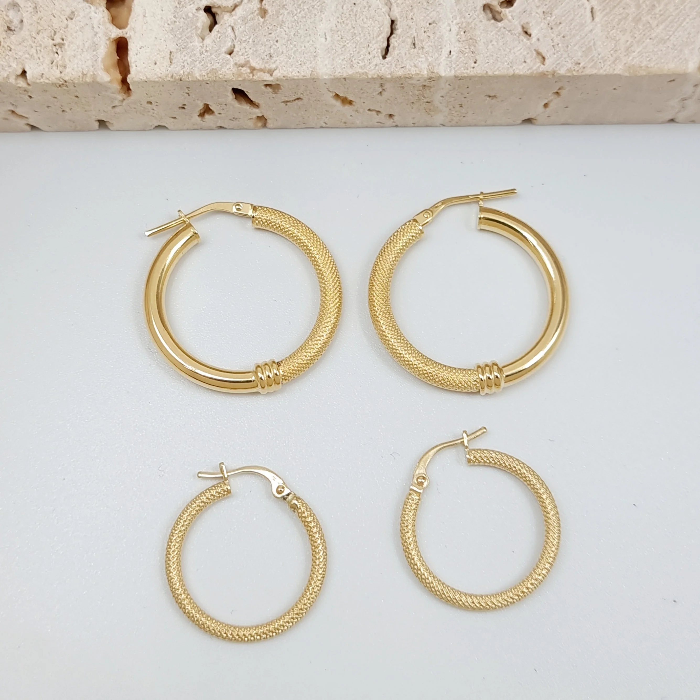 18K Pure Gold Hoop Earring Set - Image 8