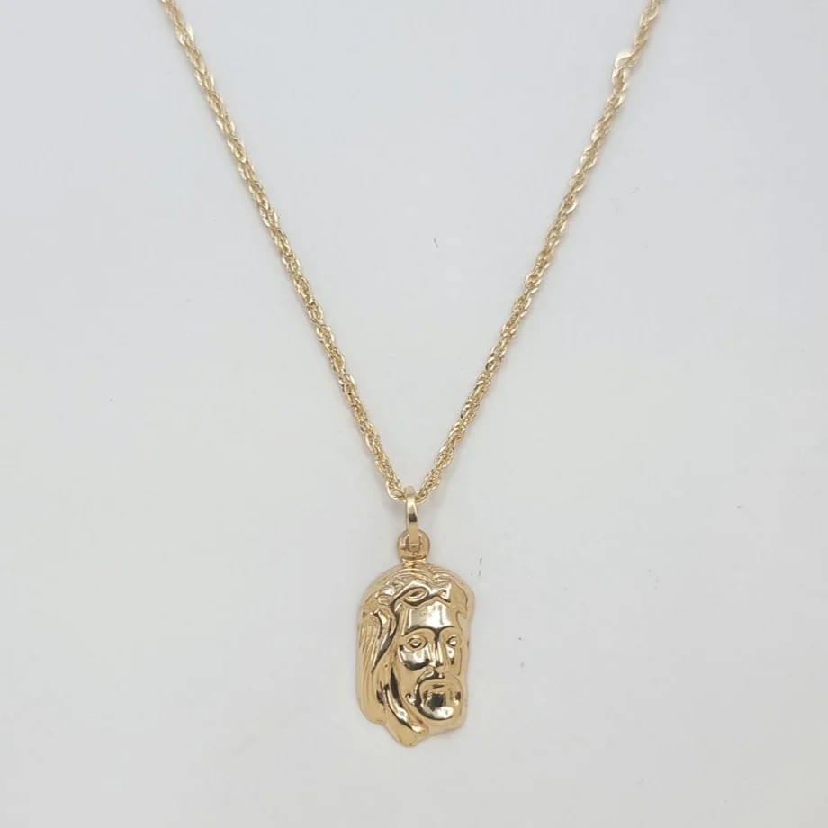 18K Pure Gold Jesus Face Necklace - Image 2