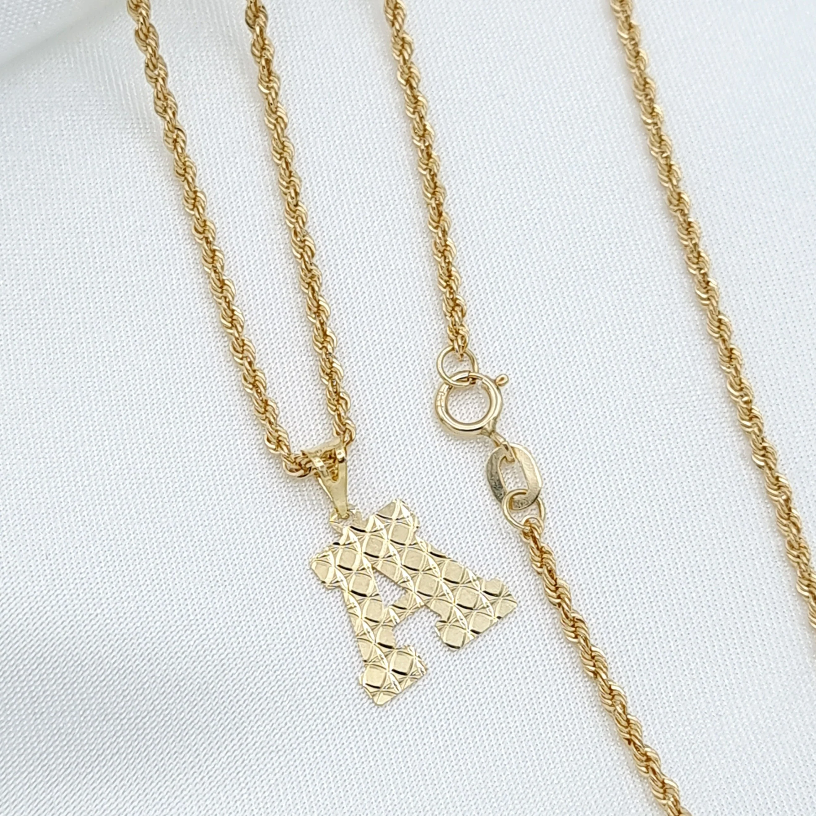 18K Pure Gold Letter A Necklace - Image 5