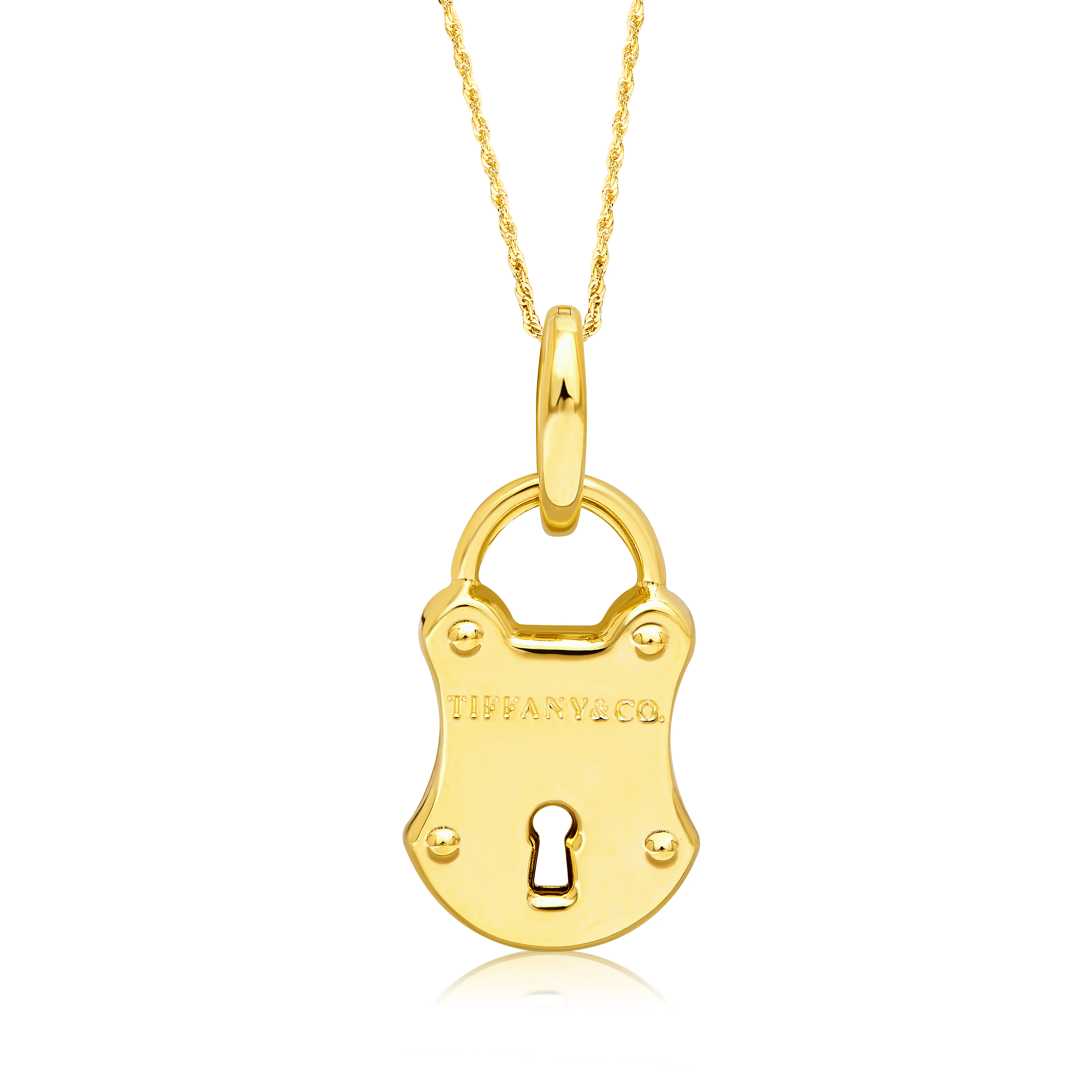 18K Pure Gold Lock Necklace Talagold