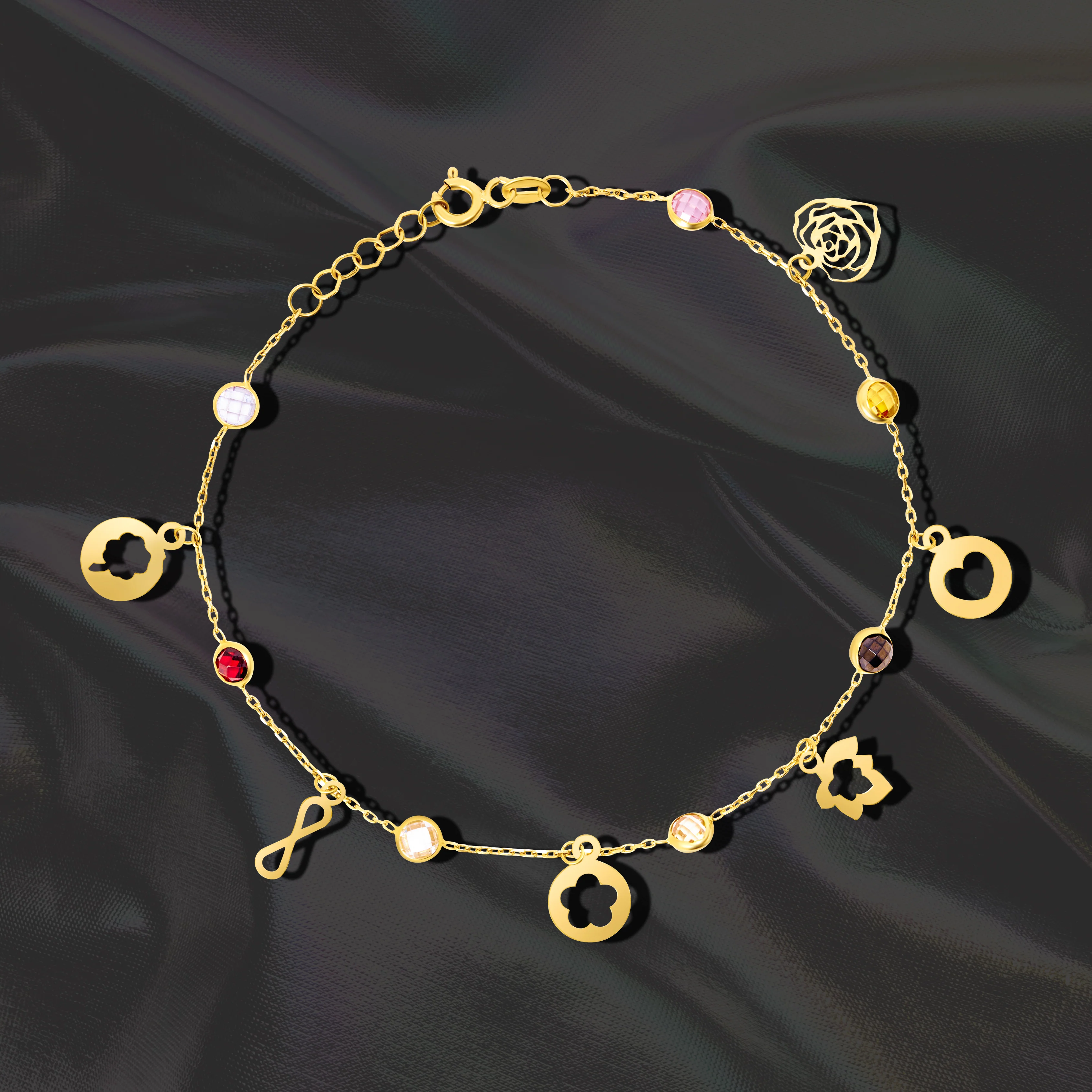 18K Pure Gold Multi Hanging Bracelet Talagold - Image 2