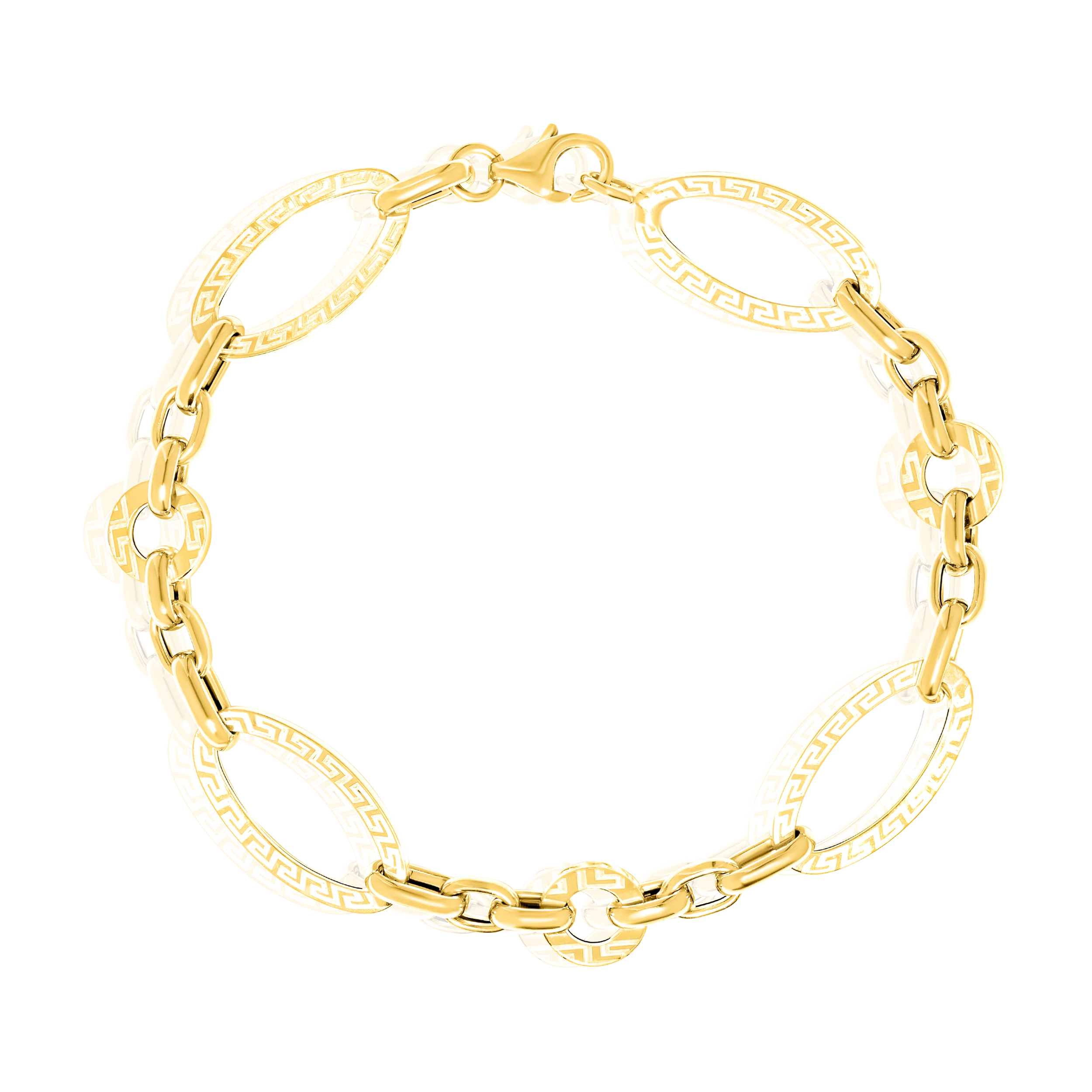 18K Pure Gold Oval Linked Bracelet Talagold