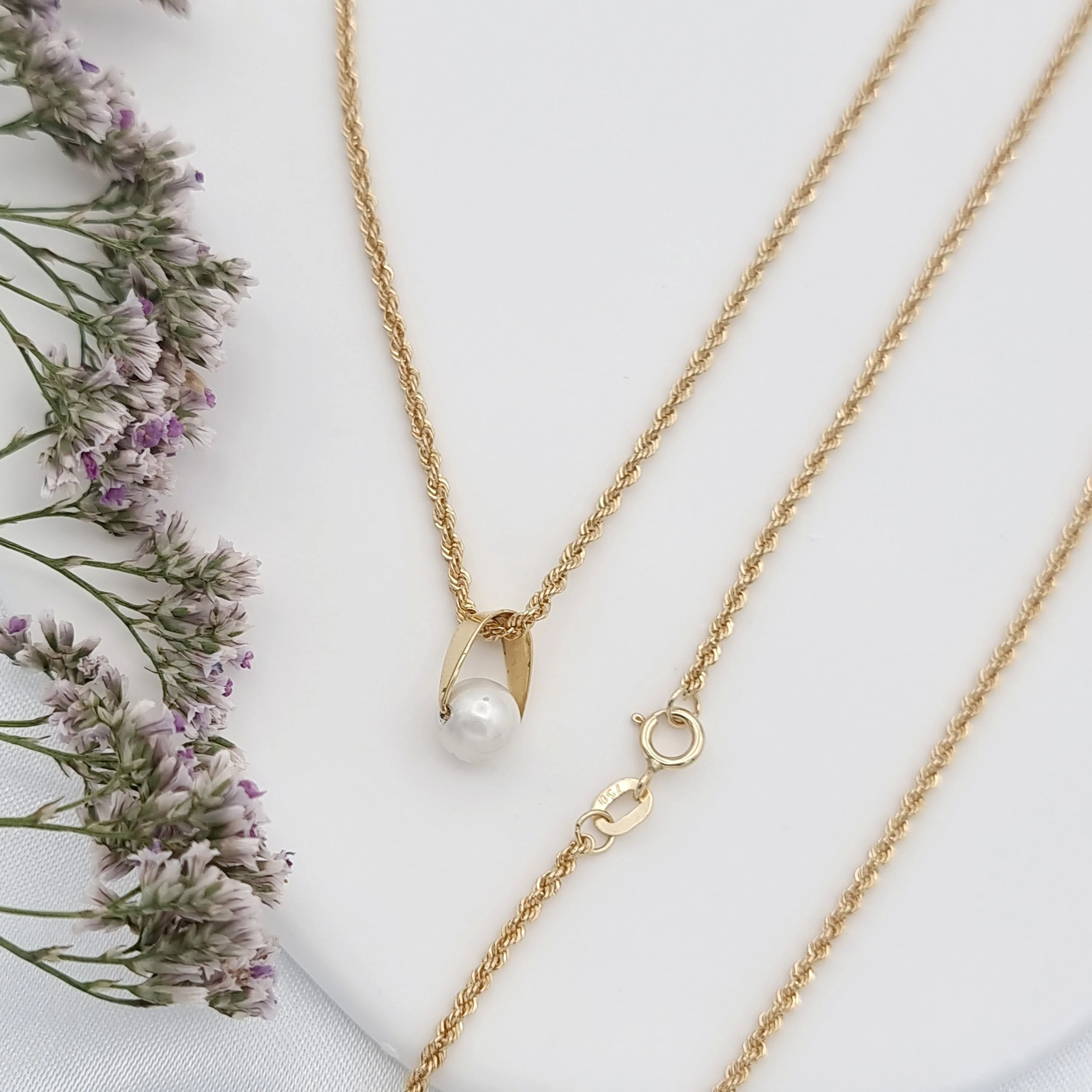 18K Pure Gold Pearl Seed Necklace - Image 2