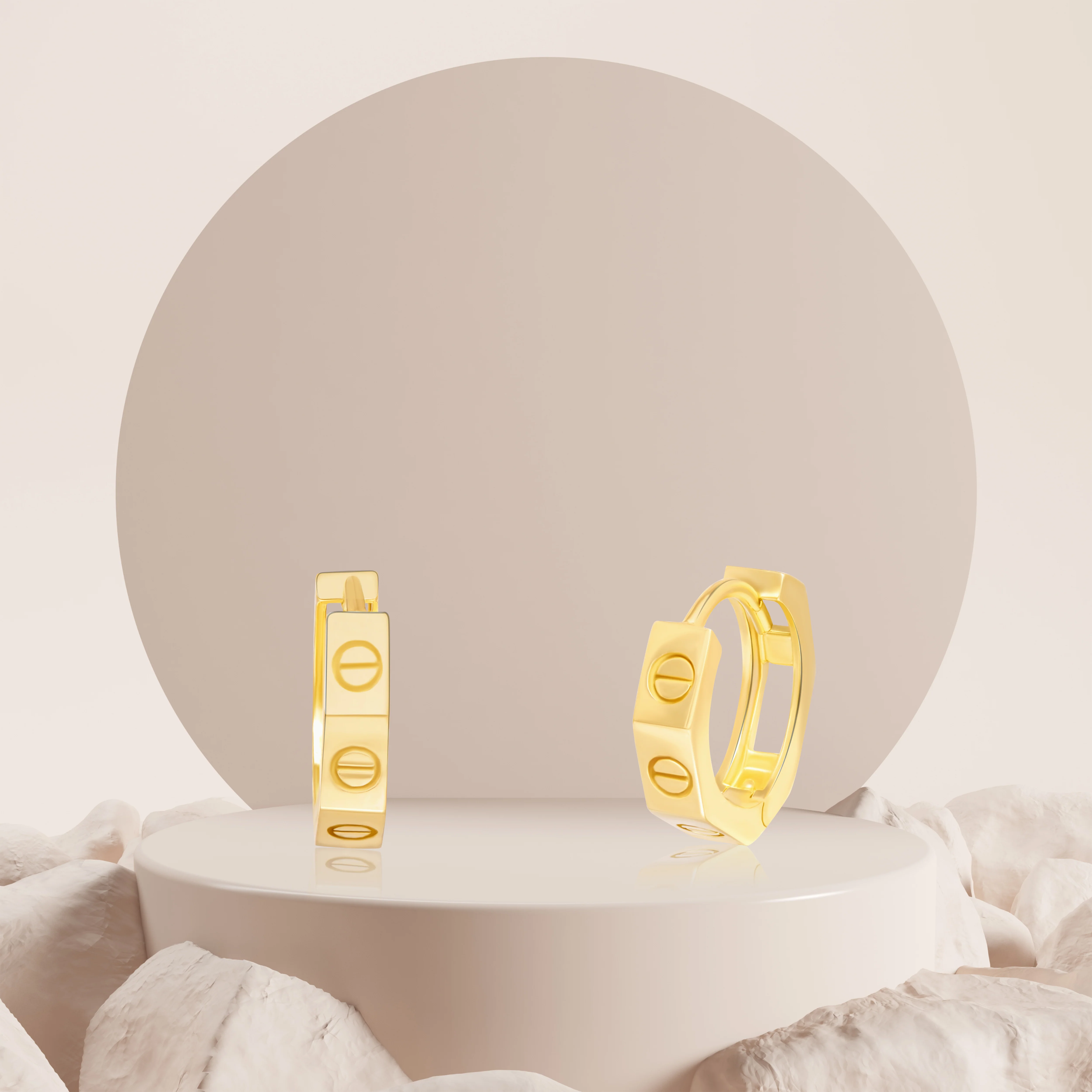 18K Pure Gold Round Earring Set Talagold - Image 2