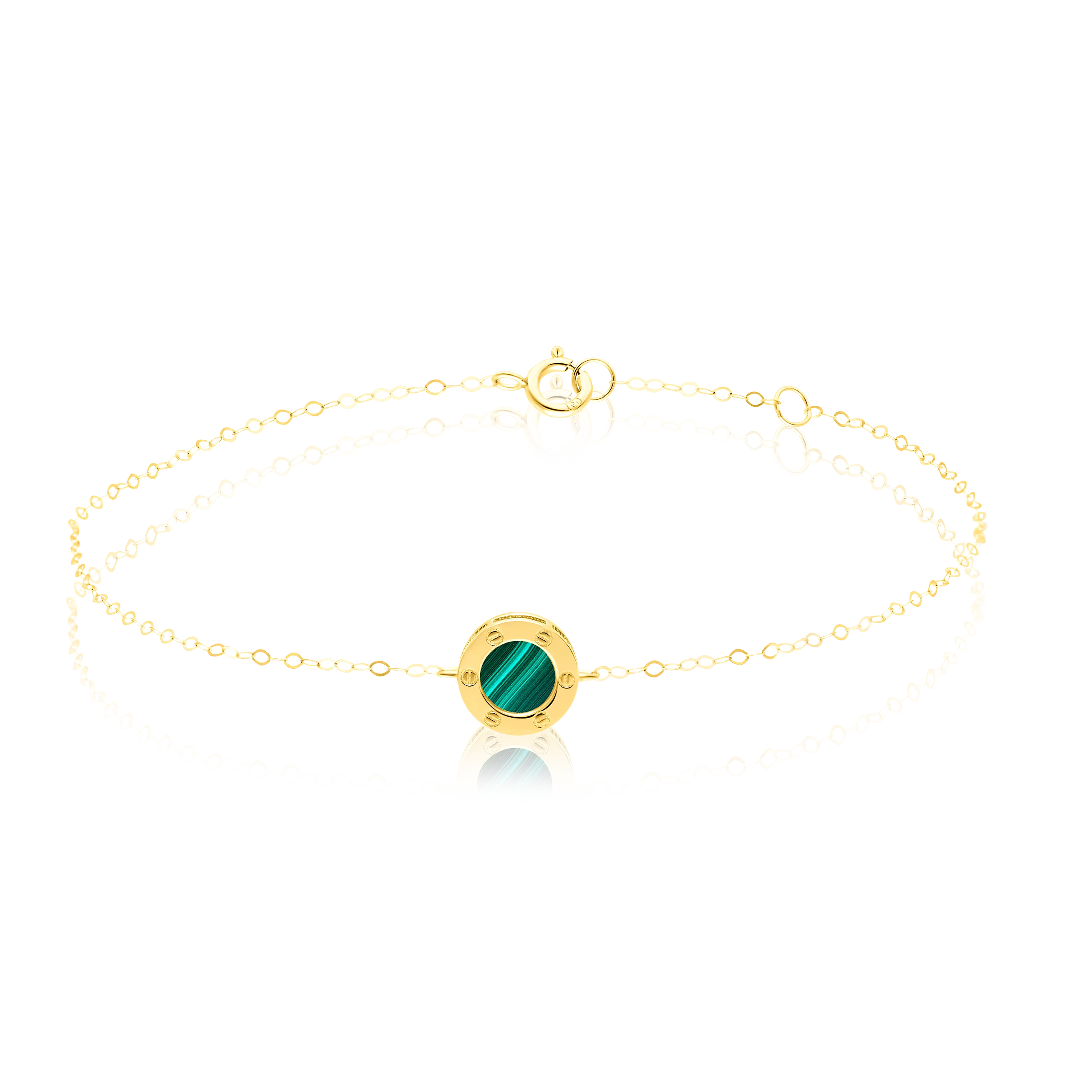 18K Pure Gold Round Green Bracelet Talagold