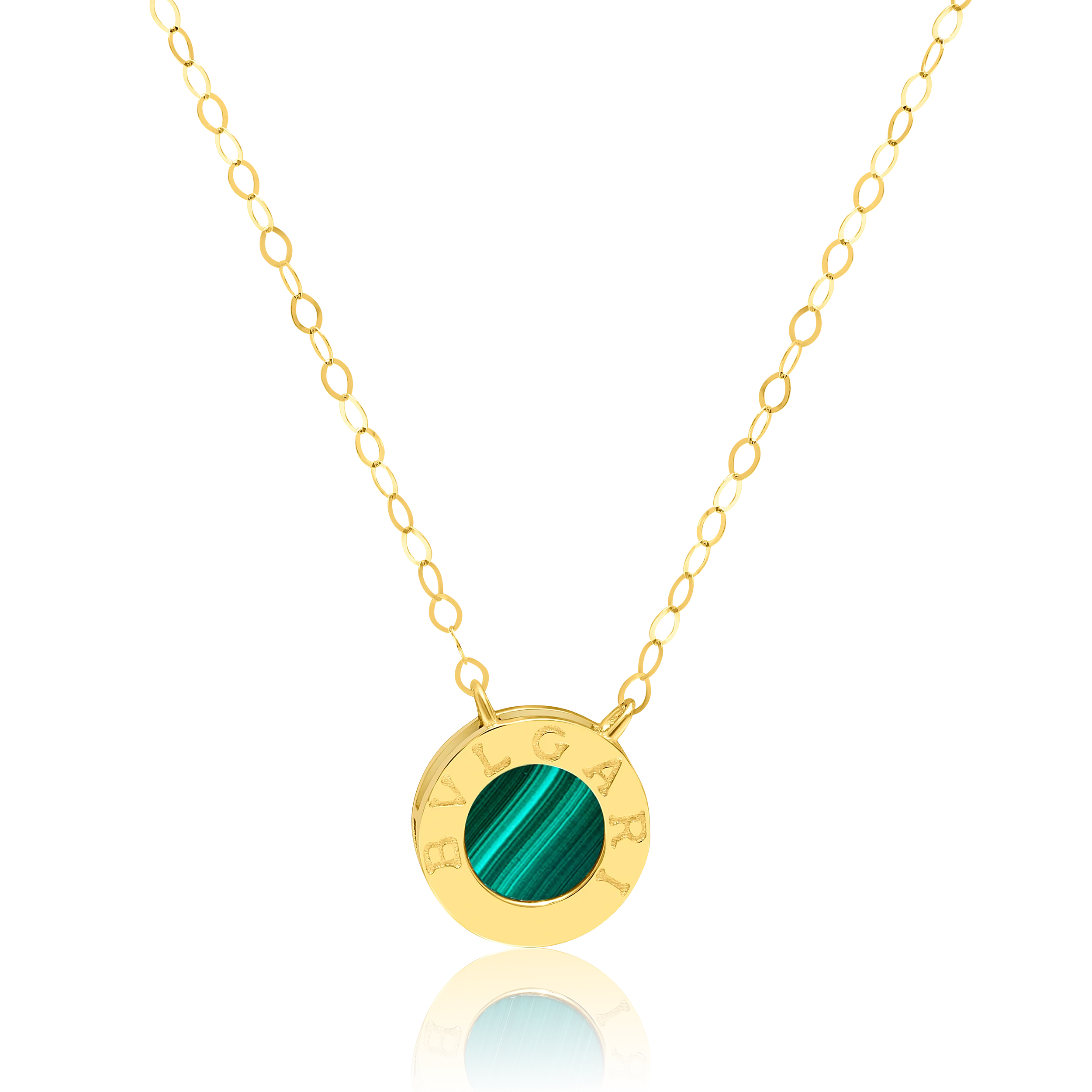 18K Pure Gold Round Green Necklace Talagold