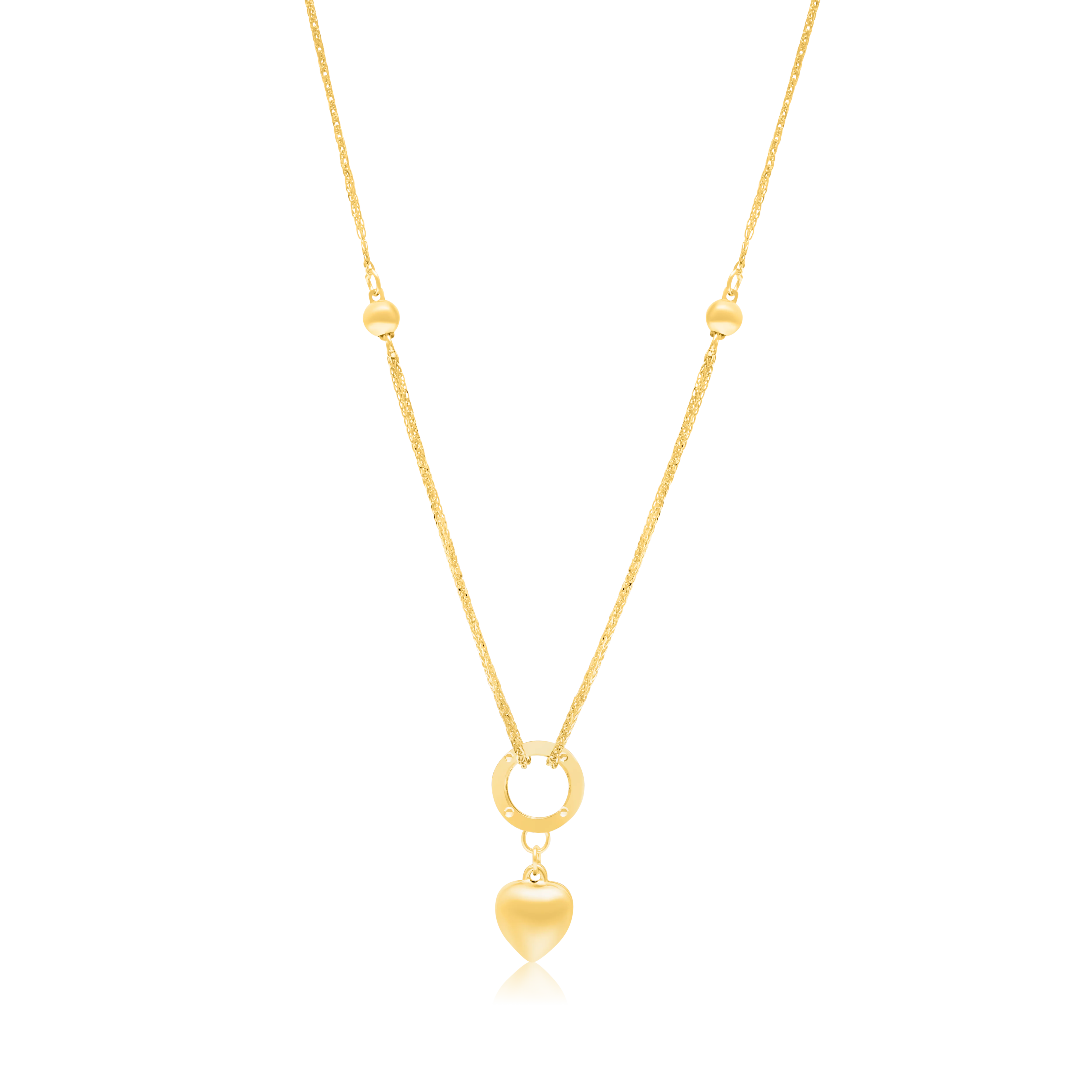18K Pure Gold Round Heart Seed Necklace