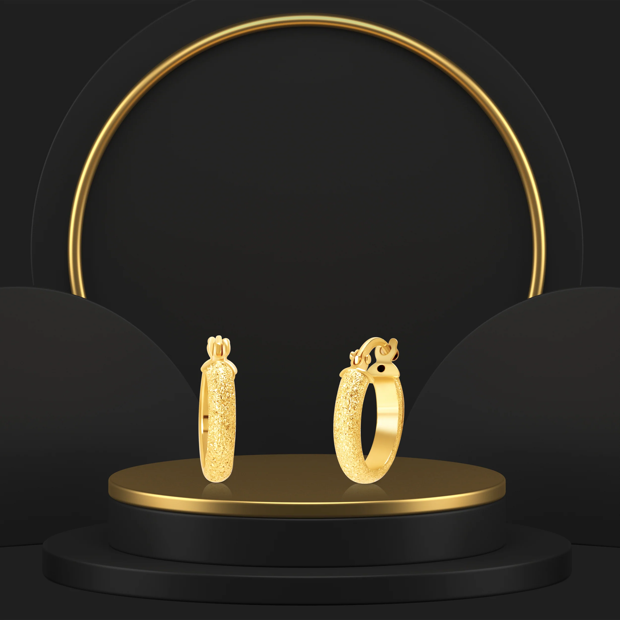 18K Pure Gold Round Hoop Earring Set Talagold - Image 2