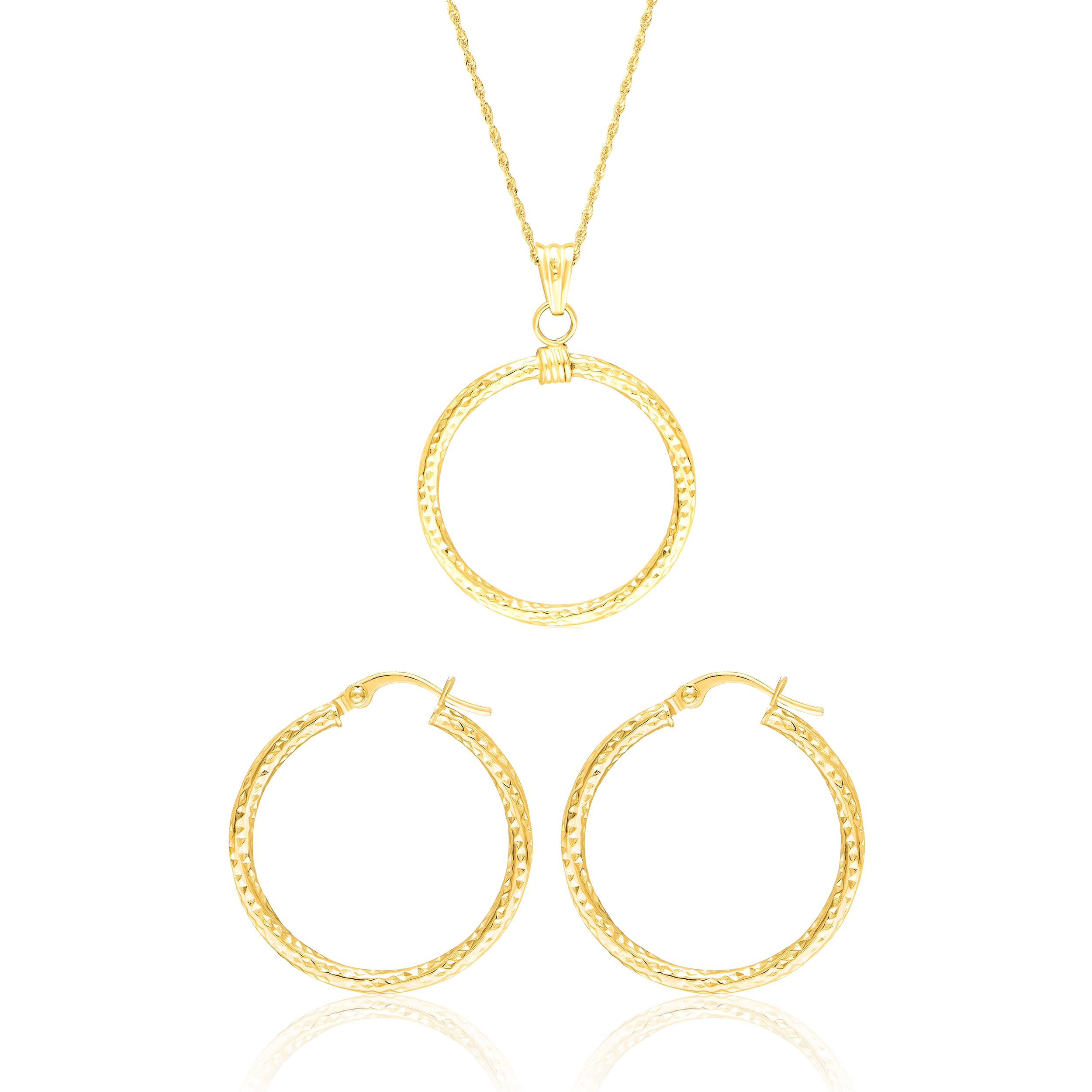 18K Pure Gold Round Jewelry Set Talagold