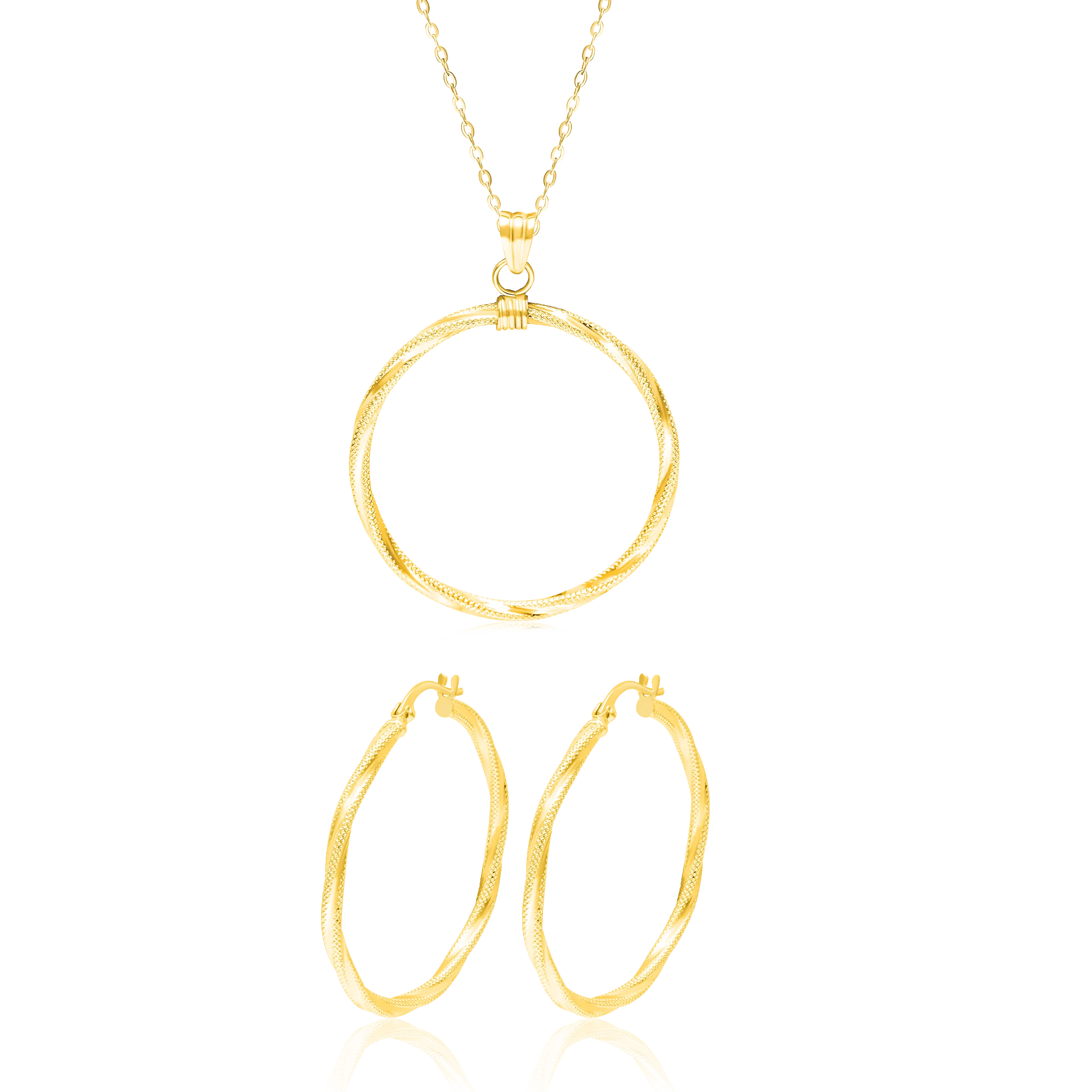 18K Pure Gold Twisted Round Jewelry Set Talagold