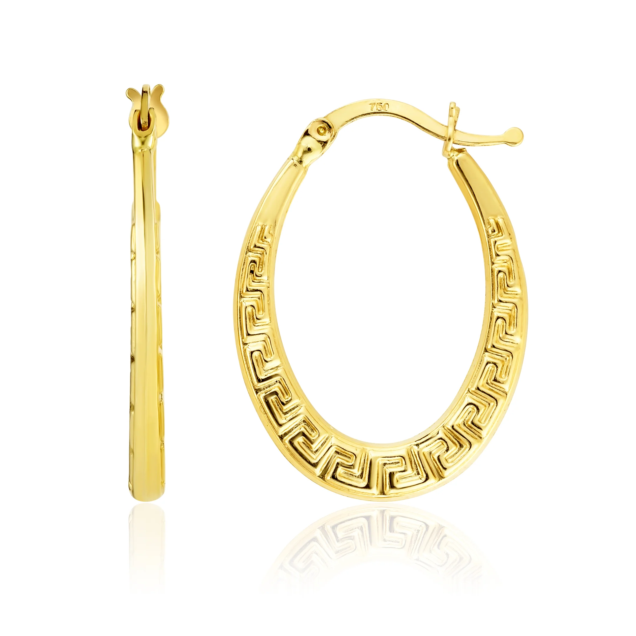 18K Pure Gold Round Loop Earring Set