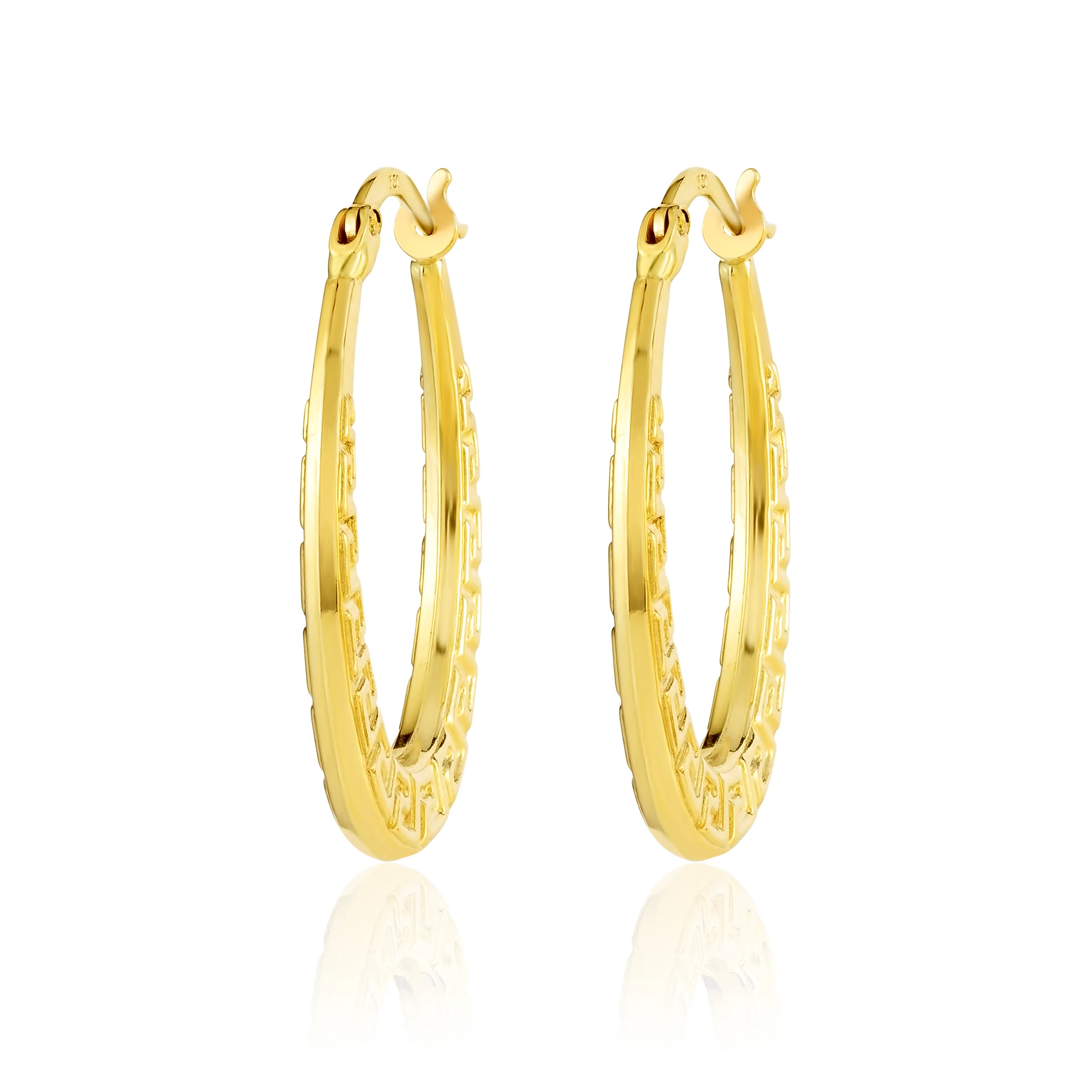 18K Pure Gold Round Loop Earring Set - Image 2