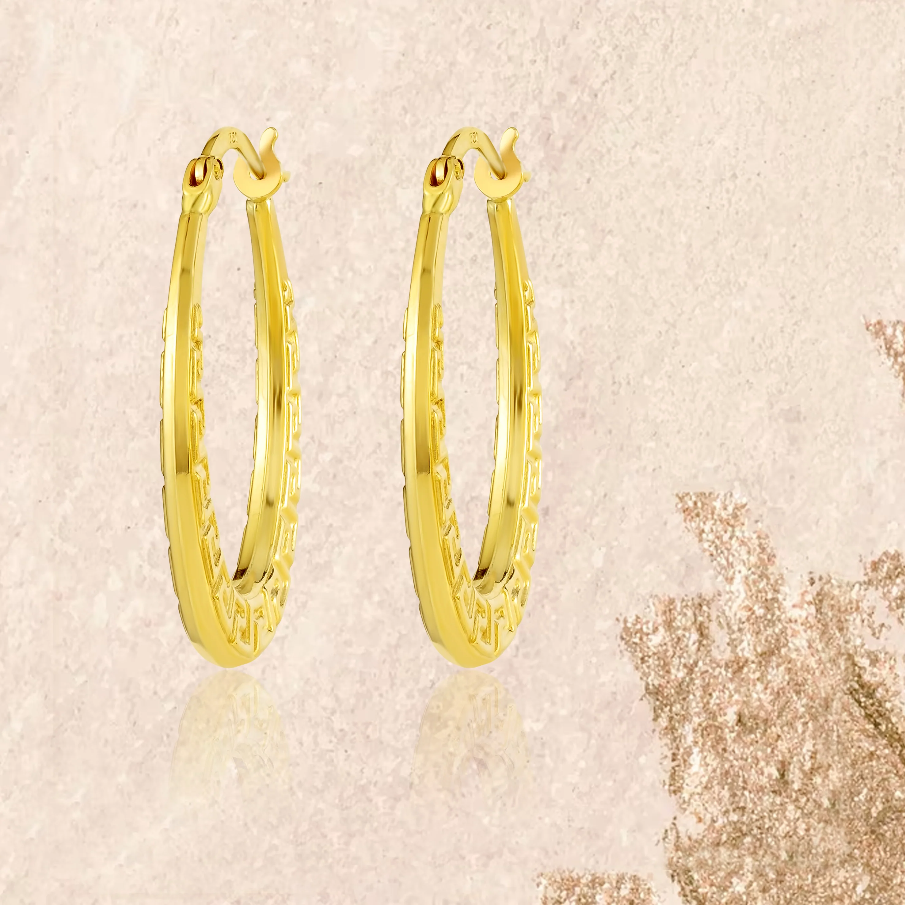 18K Pure Gold Round Loop Earring Set - Image 3