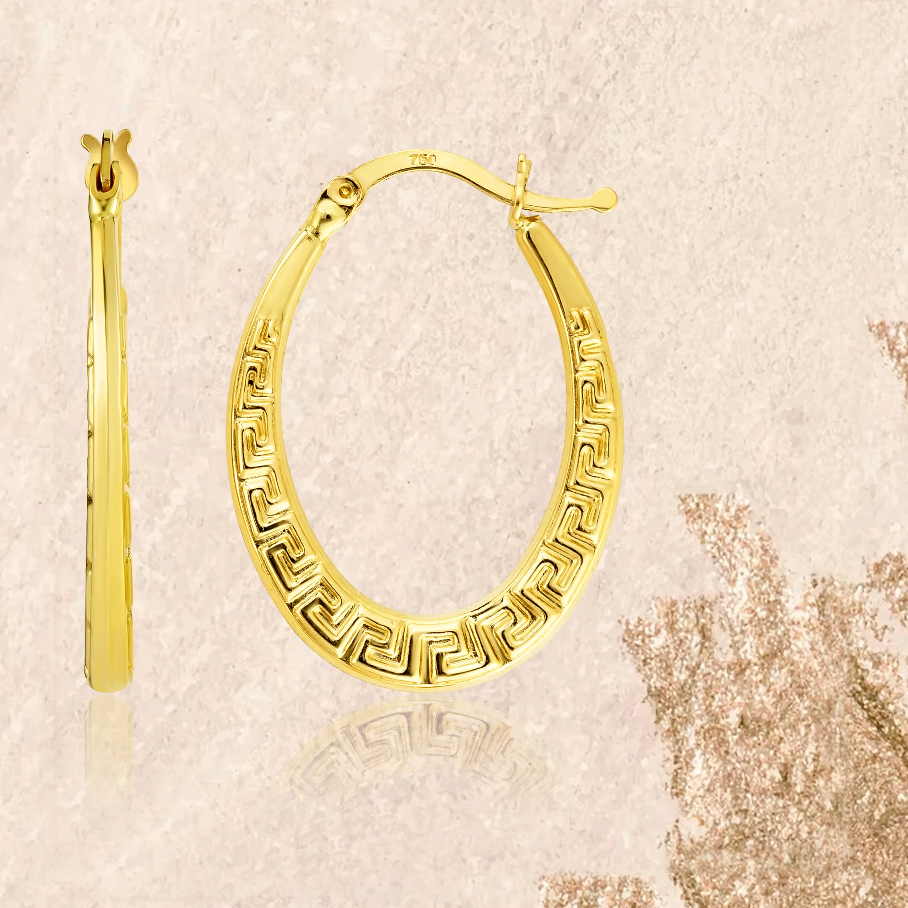 18K Pure Gold Round Loop Earring Set - Image 4