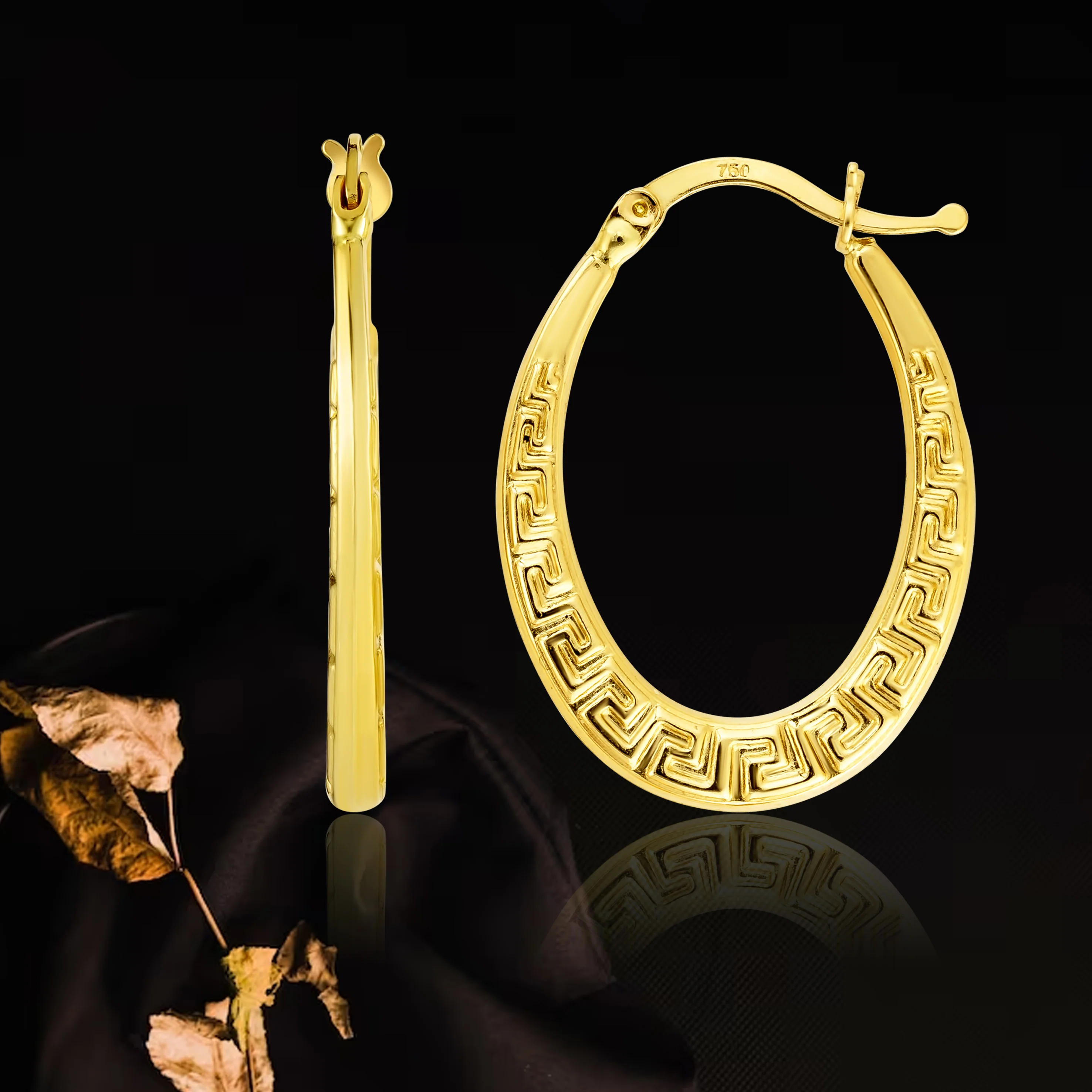 18K Pure Gold Round Loop Earring Set - Image 5