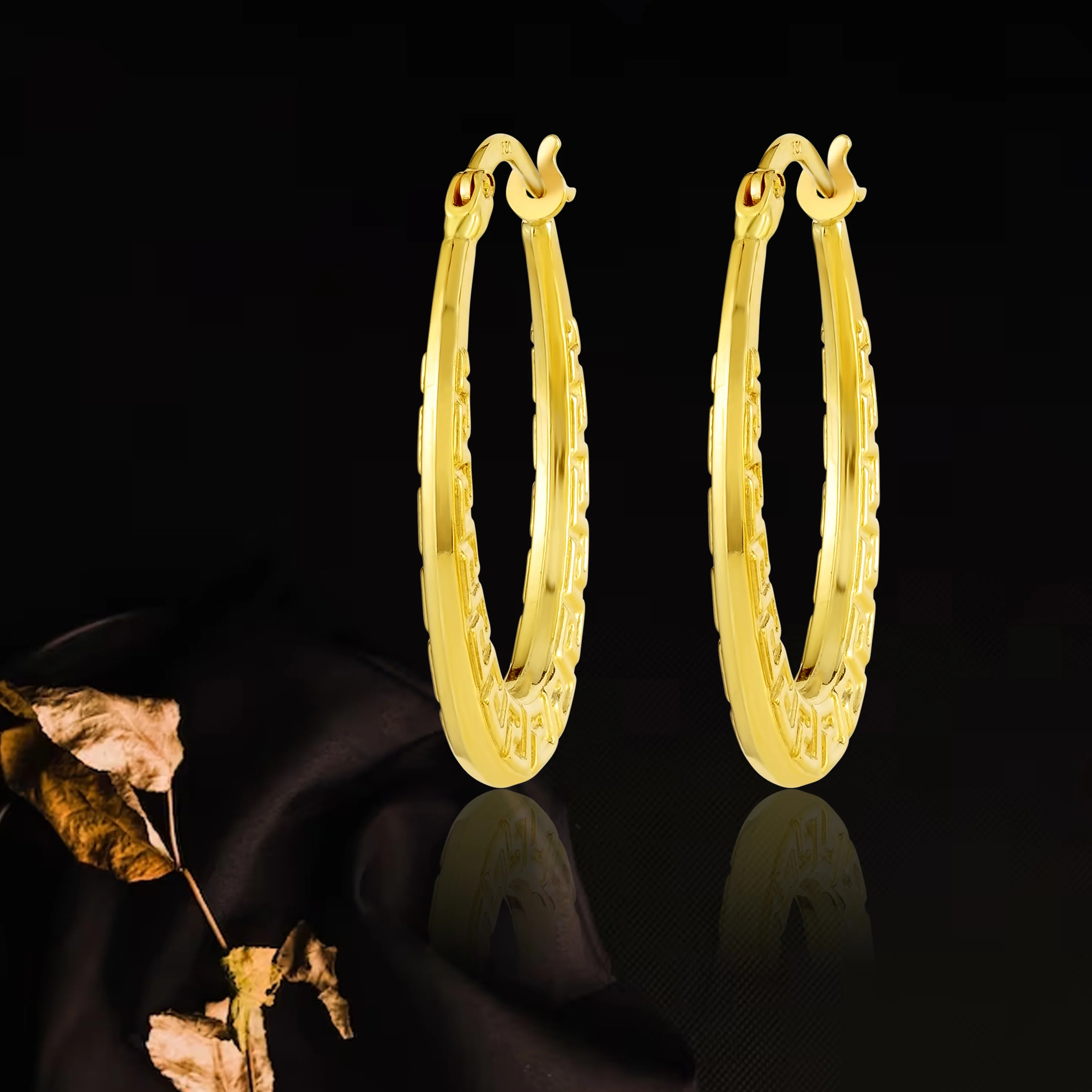 18K Pure Gold Round Loop Earring Set - Image 6